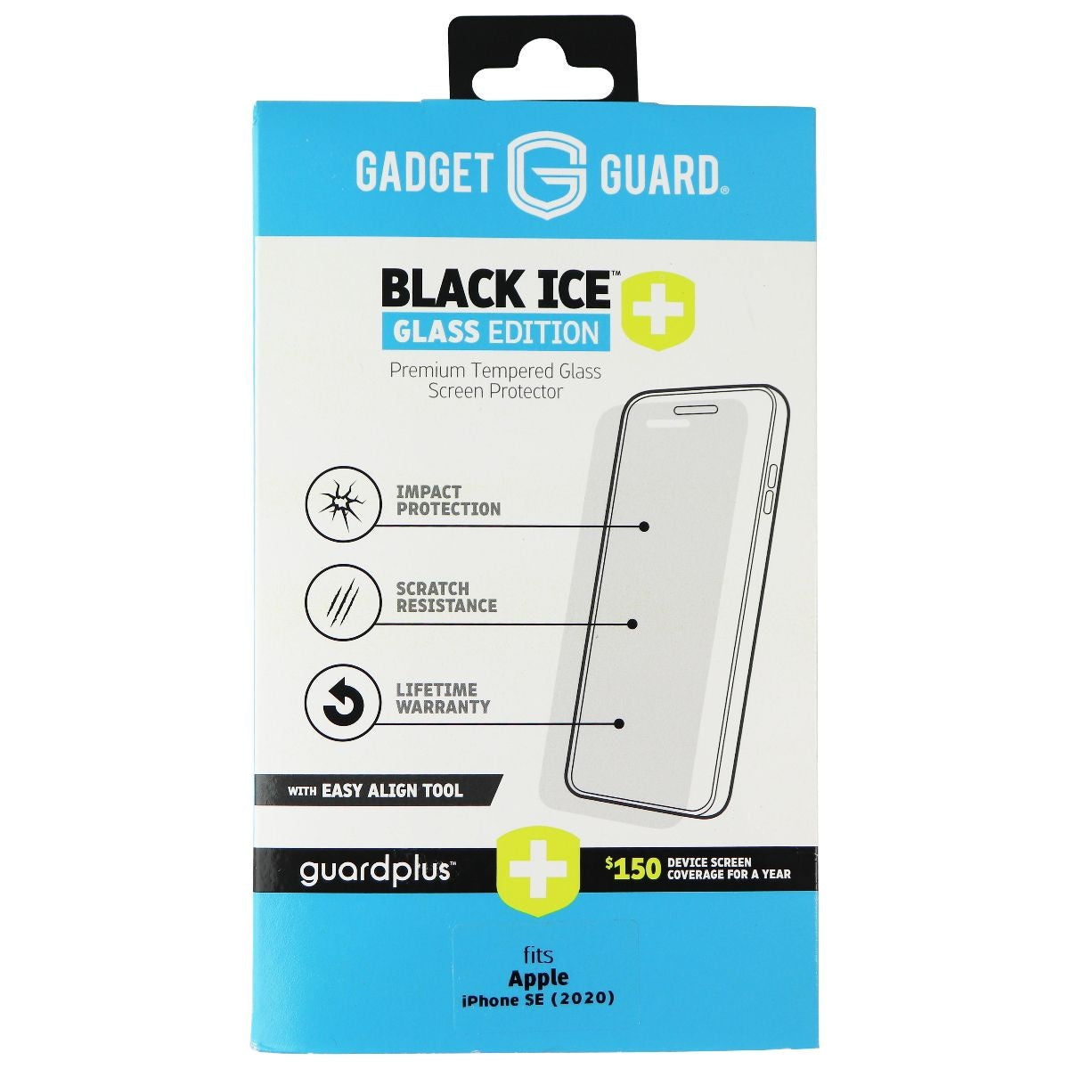 Gadget Guard Black Ice+ (Plus) Glass Edition for Apple iPhone SE (2nd Gen) Cell Phone - Screen Protectors Gadget Guard - Simple Cell Bulk Wholesale Pricing - USA Seller