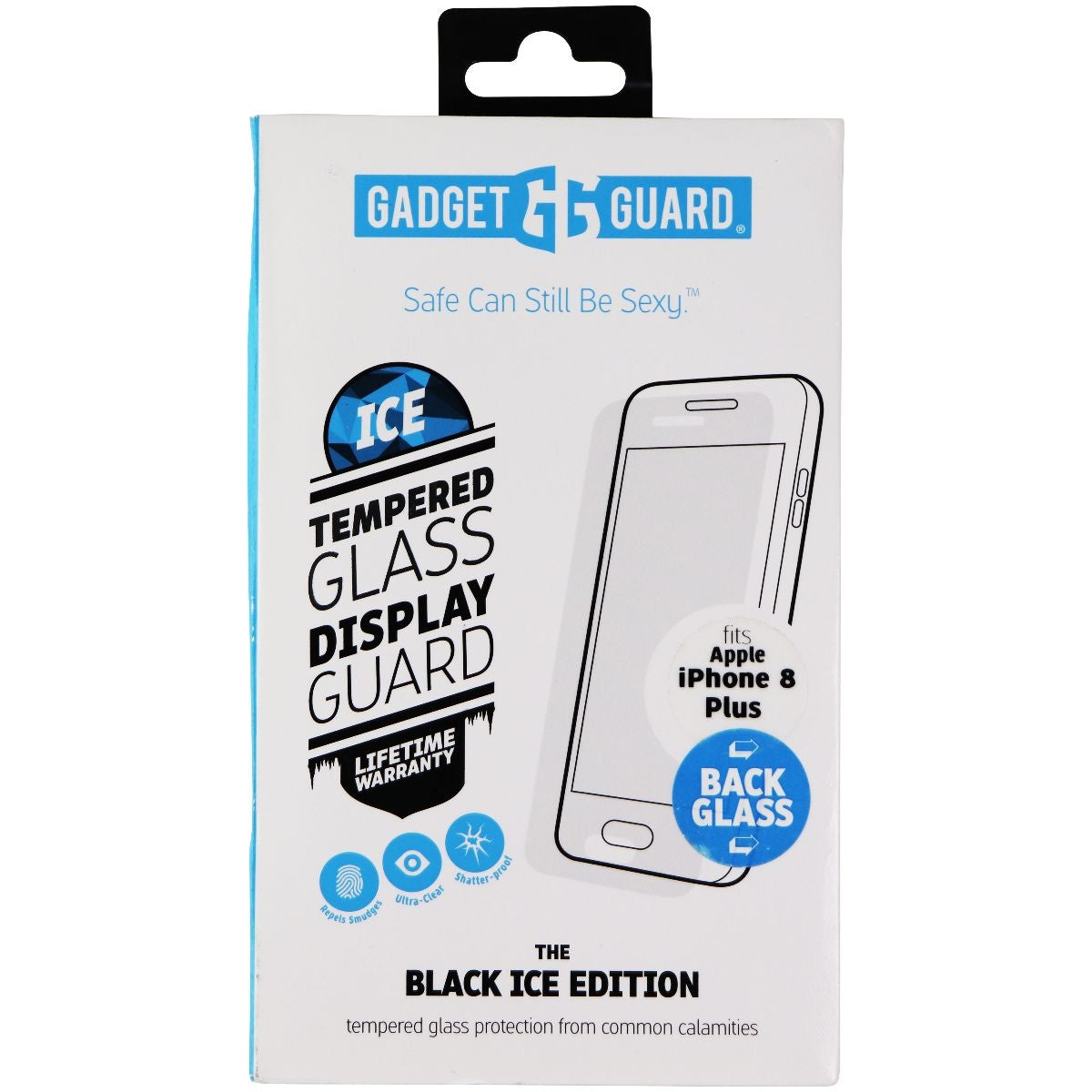 Gadget Guard (Black Ice Back Glass) for iPhone 8 Plus - Clear / Back Glass ONLY Cell Phone - Screen Protectors Gadget Guard - Simple Cell Bulk Wholesale Pricing - USA Seller
