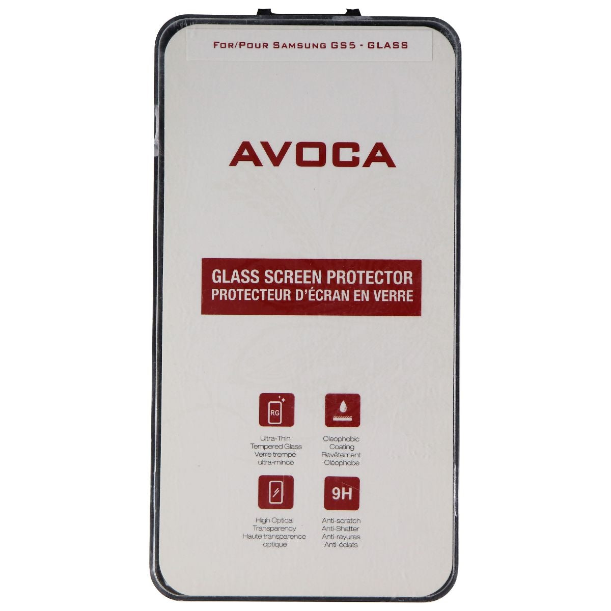 Avoca Glass Screen Protector for Samsung Galaxy S5 Smartphone - Clear Cell Phone - Screen Protectors Avoca - Simple Cell Bulk Wholesale Pricing - USA Seller