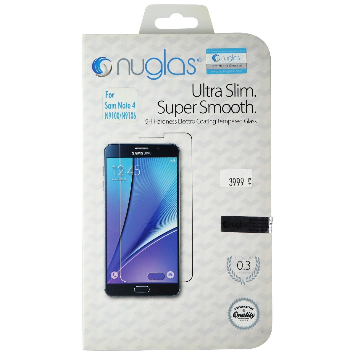 NuGlas Tempered Glass Screen Protector for Samsung Note 4 - Clear Cell Phone - Screen Protectors Nuglas - Simple Cell Bulk Wholesale Pricing - USA Seller