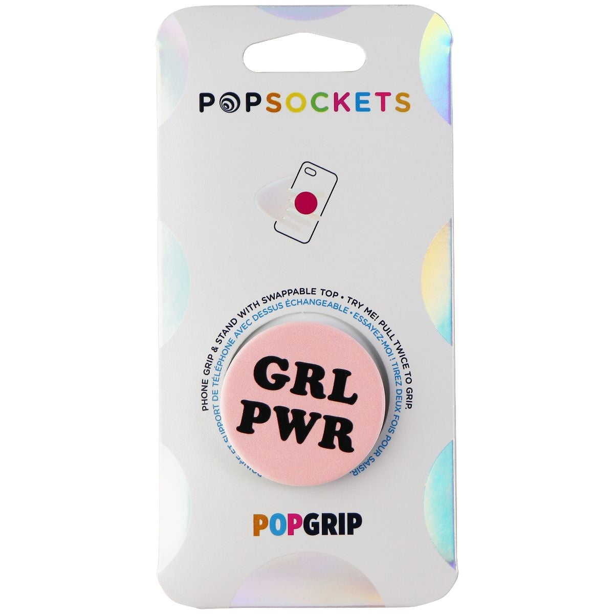 PopSockets: PopGrip with Swappable Top for Phones and Tablets - GRL PWR / Pink Cell Phone - Mounts & Holders PopSockets - Simple Cell Bulk Wholesale Pricing - USA Seller