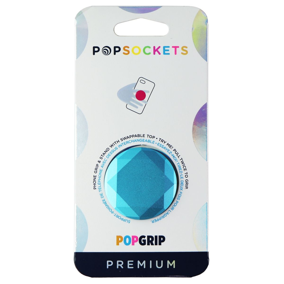 PopSockets Phone Grip with Expanding Kickstand - Metallic Diamond Aquarius Blue Cell Phone - Mounts & Holders PopSockets - Simple Cell Bulk Wholesale Pricing - USA Seller