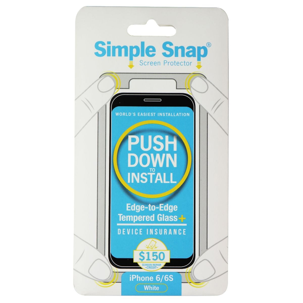 Simple Snap Tempered Glass Protector for Apple iPhone 6s and 6 - White/Clear Cell Phone - Screen Protectors Simple Snap - Simple Cell Bulk Wholesale Pricing - USA Seller