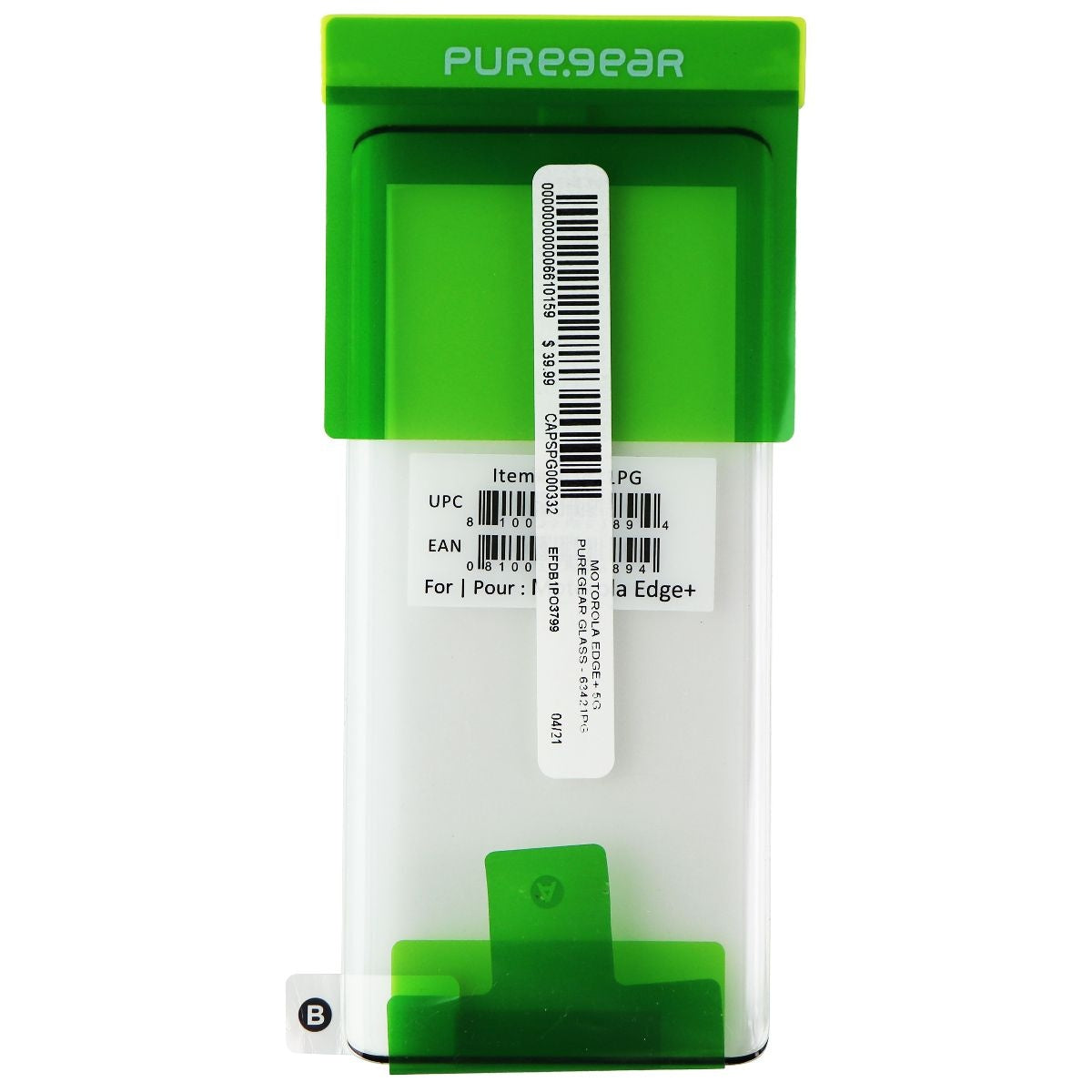 PureGear Tempered Glass Screen for Motorola Edge+ (2020) Clear BULK 63421PG Cell Phone - Screen Protectors PureGear - Simple Cell Bulk Wholesale Pricing - USA Seller