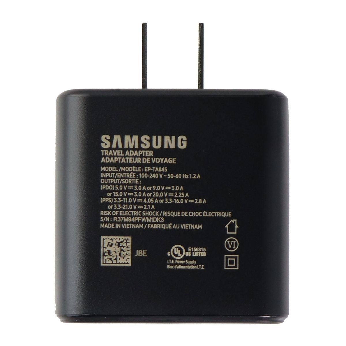 Samsung (USB-C) Super Fast Wall Charger Travel Adapter - Black (EP-TA845) Cell Phone - Chargers & Cradles Samsung - Simple Cell Bulk Wholesale Pricing - USA Seller