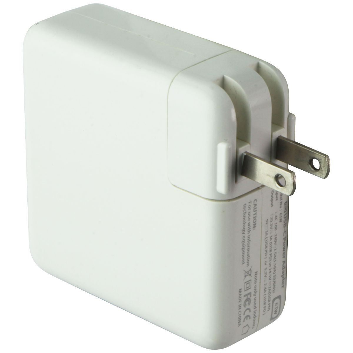 Replacement 61W Single USB-C Port Power Adapter with Folding Plug - White Computer Accessories - Laptop Power Adapters/Chargers Unbranded - Simple Cell Bulk Wholesale Pricing - USA Seller