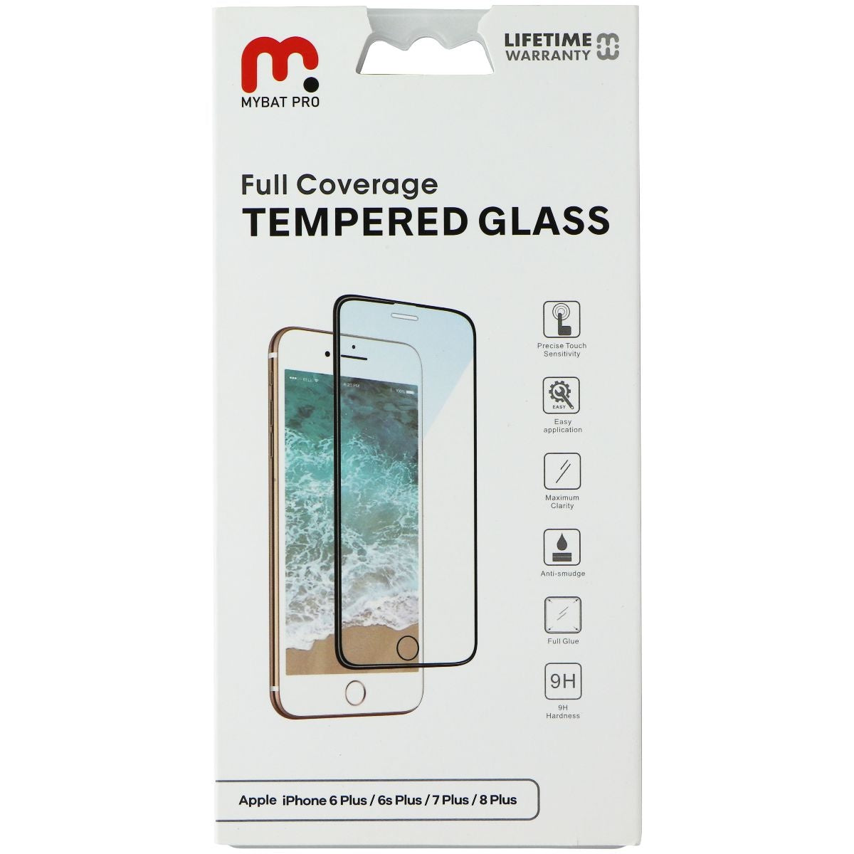 MYBAT PRO Full Coverage Tempered Glass Screen for iPhone 8 Plus/7 Plus - Black Cell Phone - Screen Protectors MyBat Pro - Simple Cell Bulk Wholesale Pricing - USA Seller