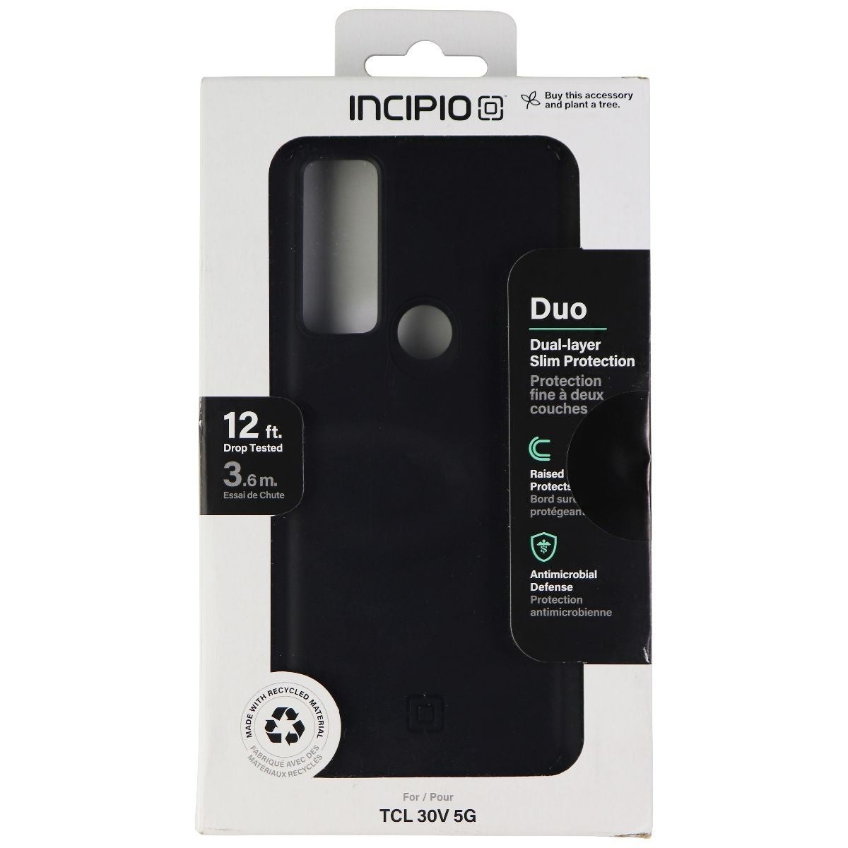 Incipio Duo Series Dual Layer Hard Case for TCL 30V 5G - Black Cell Phone - Cases, Covers & Skins Incipio - Simple Cell Bulk Wholesale Pricing - USA Seller