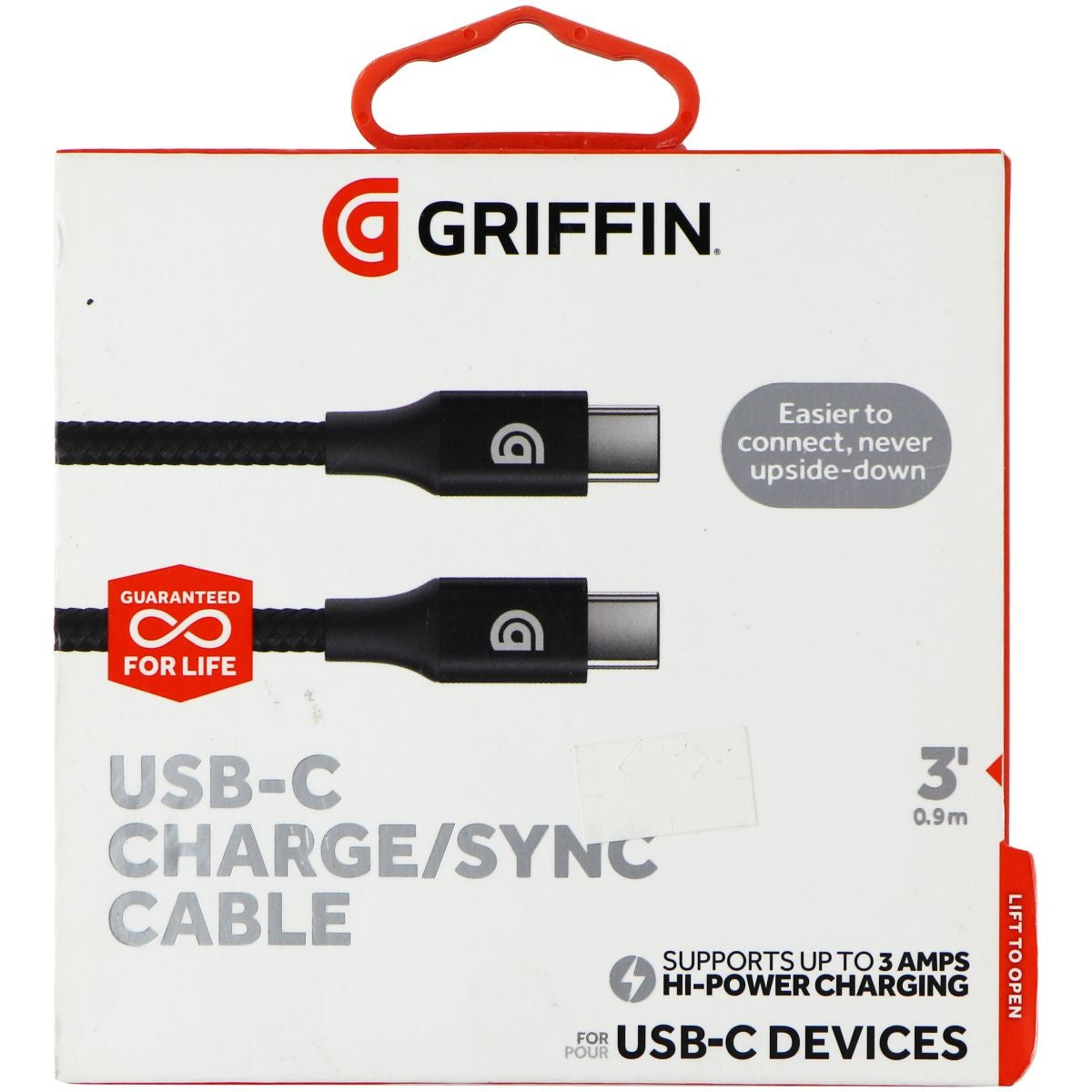 Griffin (3-Ft) Premium Braided USB-C to USB-C Charge/Sync Cable - Black Cell Phone - Cables & Adapters Griffin Technology - Simple Cell Bulk Wholesale Pricing - USA Seller