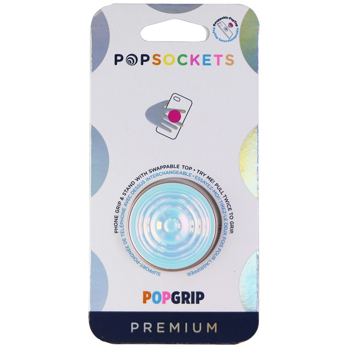PopSockets Swappable PopGrip Grip and Phone Stand - Ripple Opalescent Blue Cell Phone - Mounts & Holders PopSockets - Simple Cell Bulk Wholesale Pricing - USA Seller