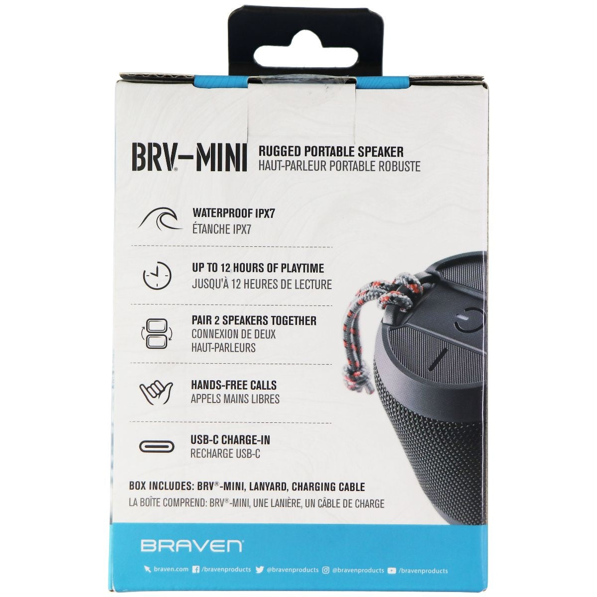 Braven MINI Rugged Portable Speaker - Black (BRA604203553) Cell Phone - Audio Docks & Speakers Braven - Simple Cell Bulk Wholesale Pricing - USA Seller