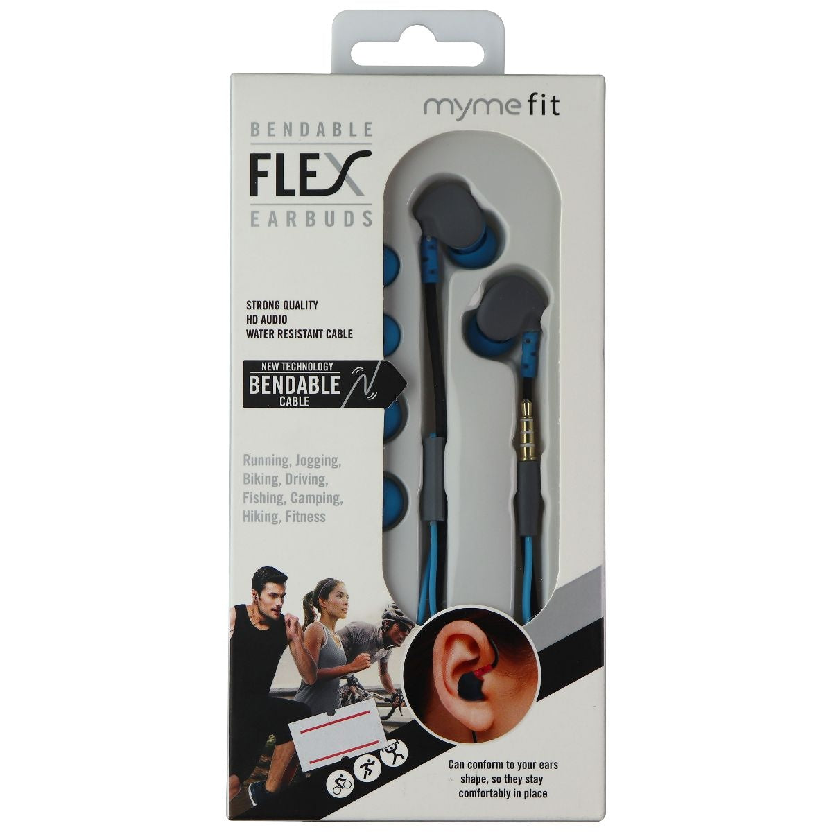 MyMeFit Flex Bendable Earbuds (Universal, 3.5mm) - Blue/Gray Parts & Accessories - Headsets & Earpieces MYMEFIT - Simple Cell Bulk Wholesale Pricing - USA Seller