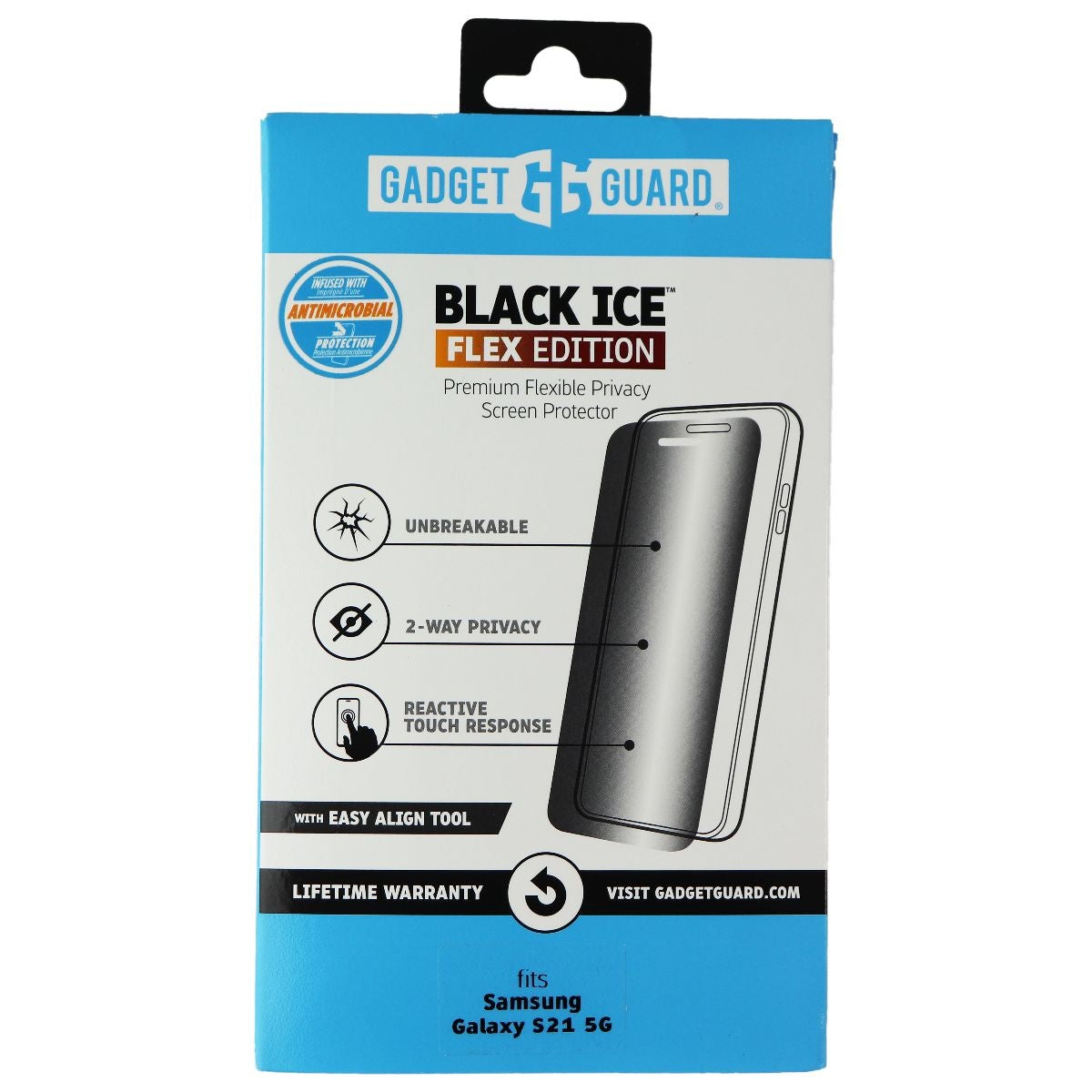 Gadget Guard Black Ice Flex PRIVACY Protector for Samsung Galaxy S21 5G Cell Phone - Screen Protectors Gadget Guard - Simple Cell Bulk Wholesale Pricing - USA Seller