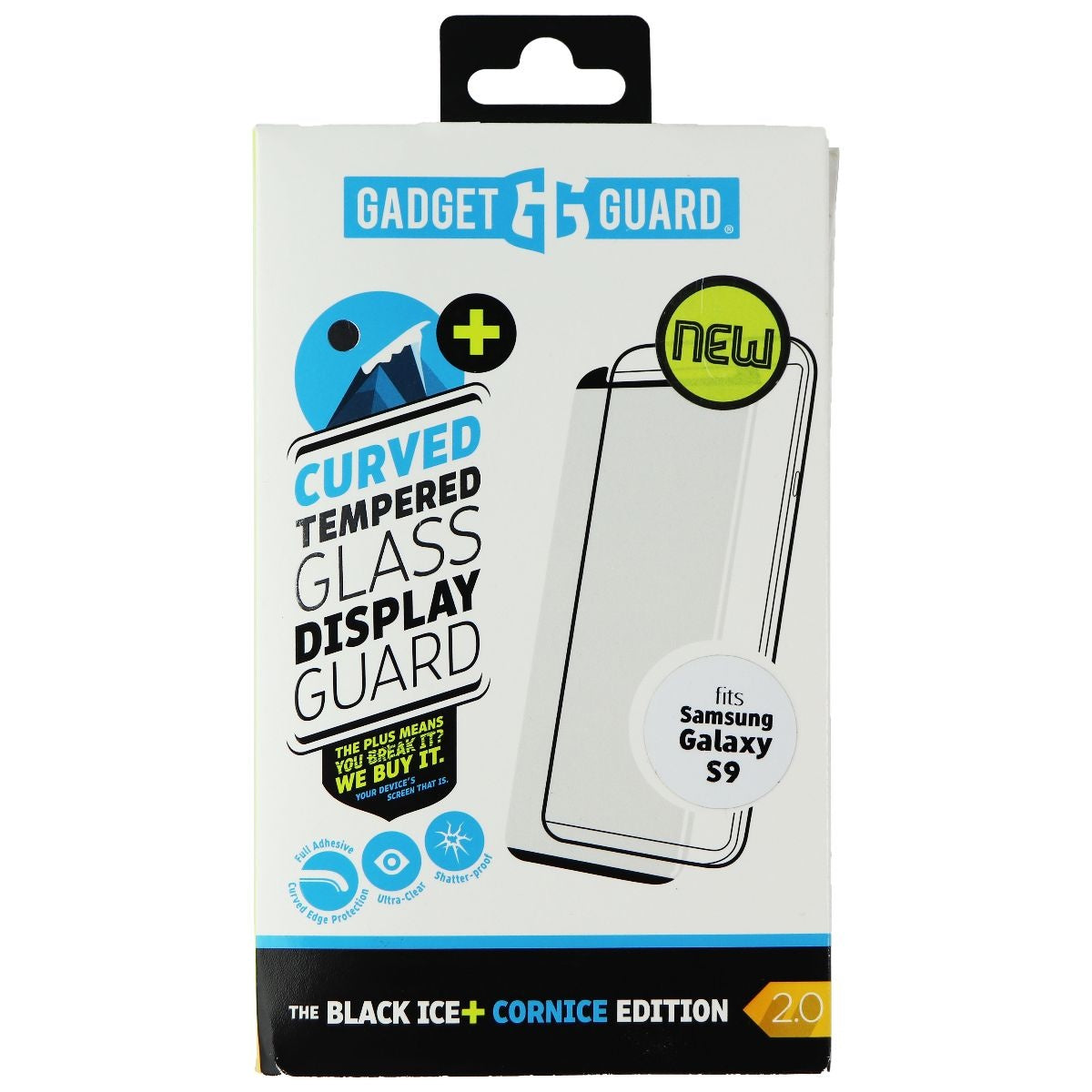Gadget Guard Black Ice+ Cornice Curved Screen Protector for Samsung Galaxy S9 Cell Phone - Screen Protectors Gadget Guard - Simple Cell Bulk Wholesale Pricing - USA Seller
