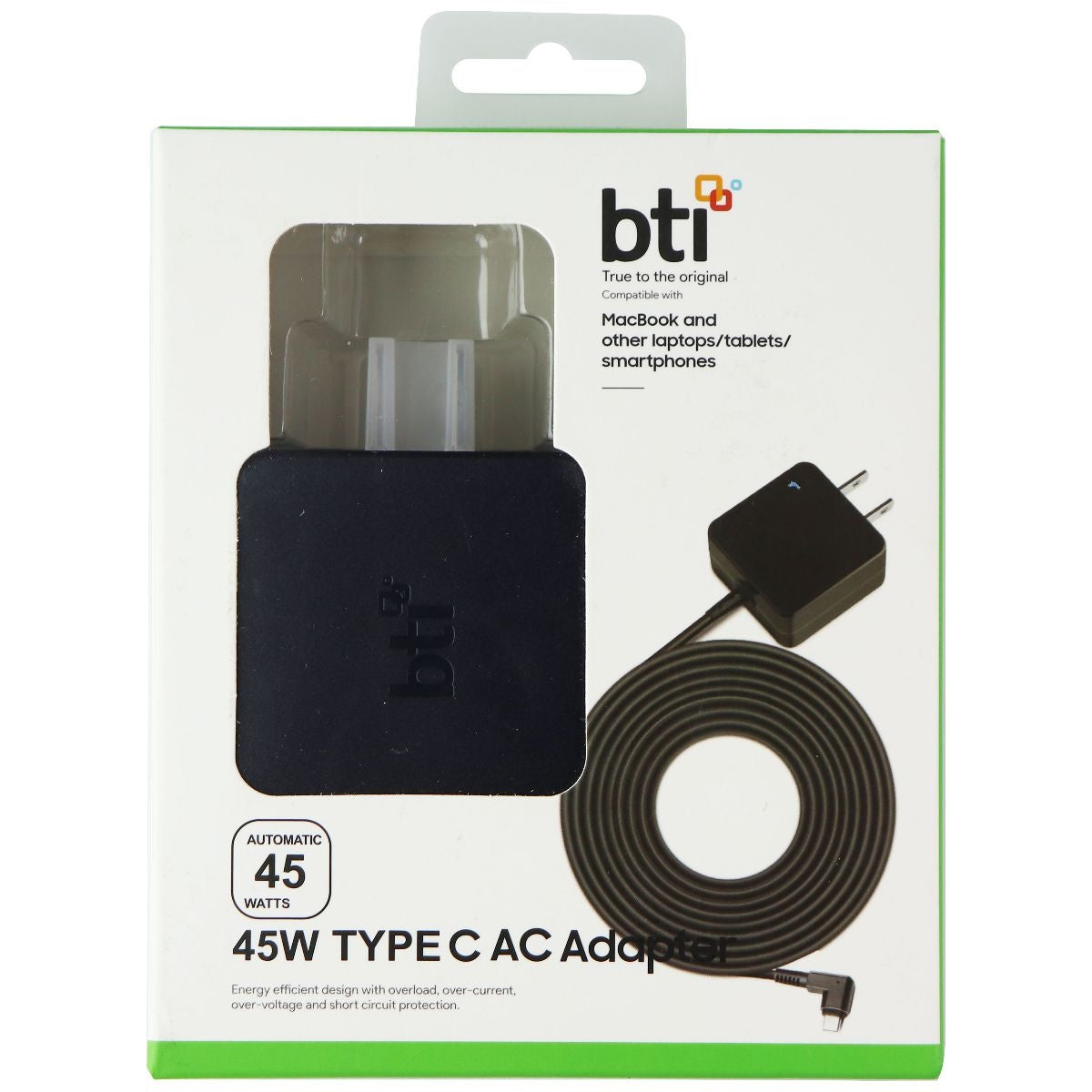 BTI (45-Watt) Type-C AC Adapter Wall Charger - Black Cell Phone - Chargers & Cradles BTI - Simple Cell Bulk Wholesale Pricing - USA Seller
