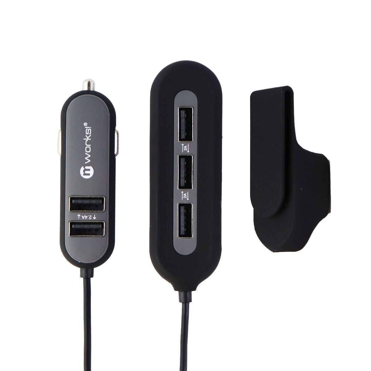 mworks! mPOWER! 10.8A Front & Back Seat 5 Port USB Charger/Adapter - Black/Gray Cell Phone - Cables & Adapters mWorks! - Simple Cell Bulk Wholesale Pricing - USA Seller