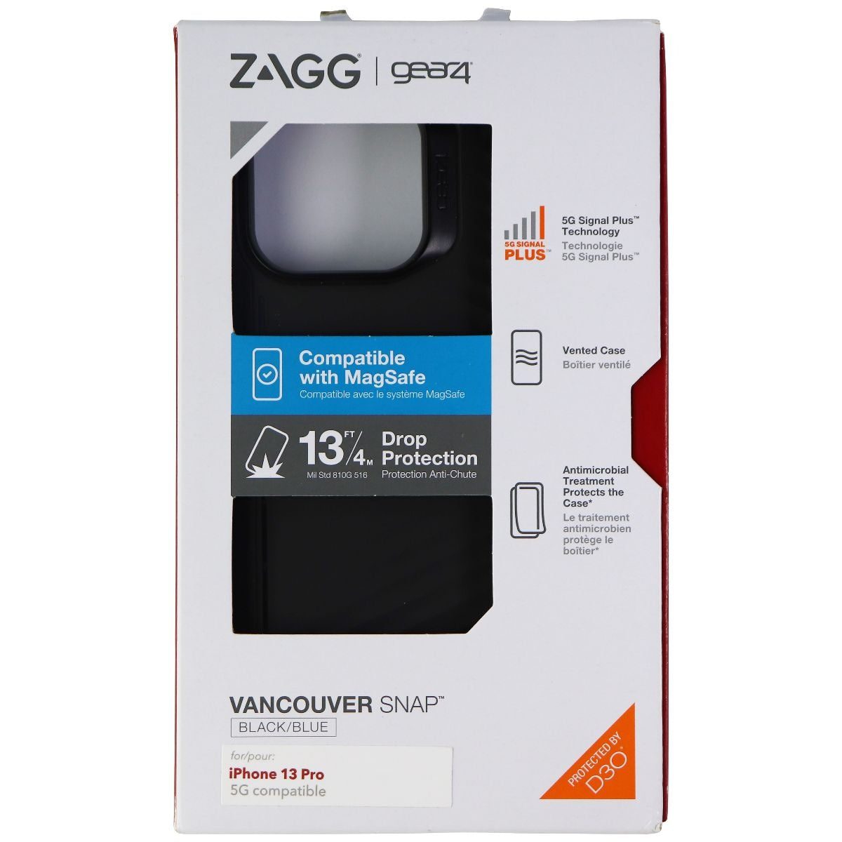 ZAGG Vancouver Snap Series Case for MagSafe for iPhone 13 Pro - Black/Blue Cell Phone - Cases, Covers & Skins Zagg - Simple Cell Bulk Wholesale Pricing - USA Seller