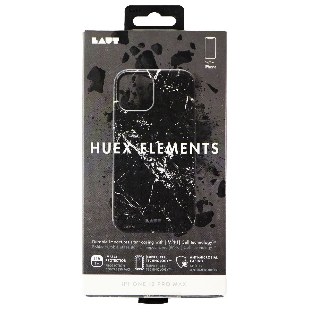 LAUT Huex Elements Impact Case for Apple iPhone 12 Pro Max - Marble Black Cell Phone - Cases, Covers & Skins Laut - Simple Cell Bulk Wholesale Pricing - USA Seller