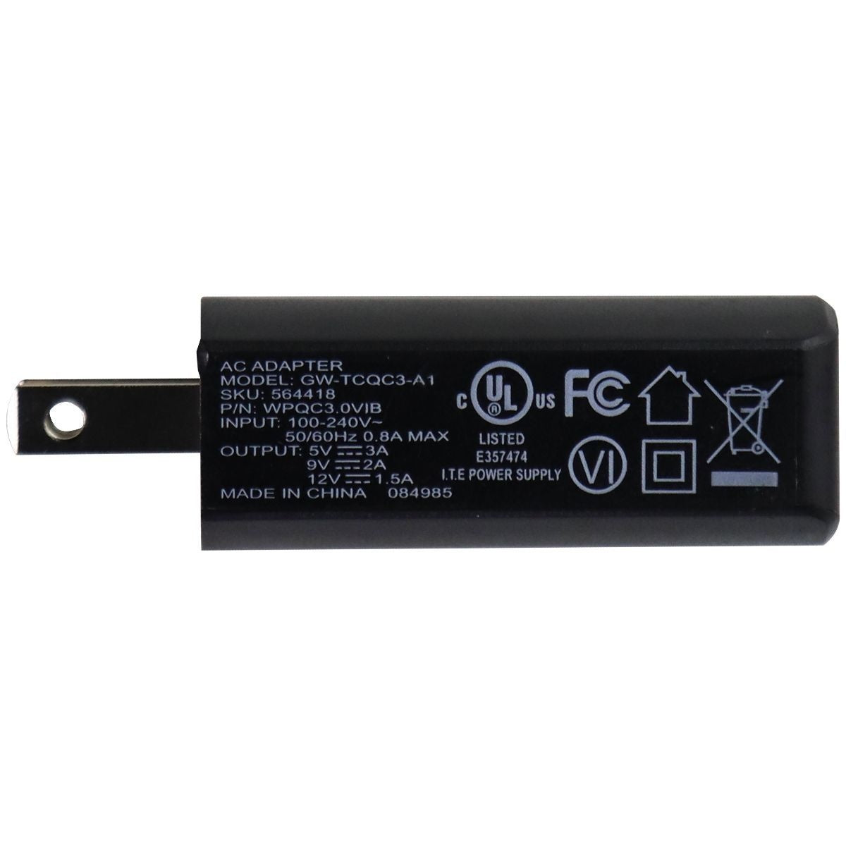 Quick Charge 3.0 Single USB Wall Charger/Adapter - Black (GW-TCQC3-A1) Cell Phone - Chargers & Cradles Unbranded - Simple Cell Bulk Wholesale Pricing - USA Seller