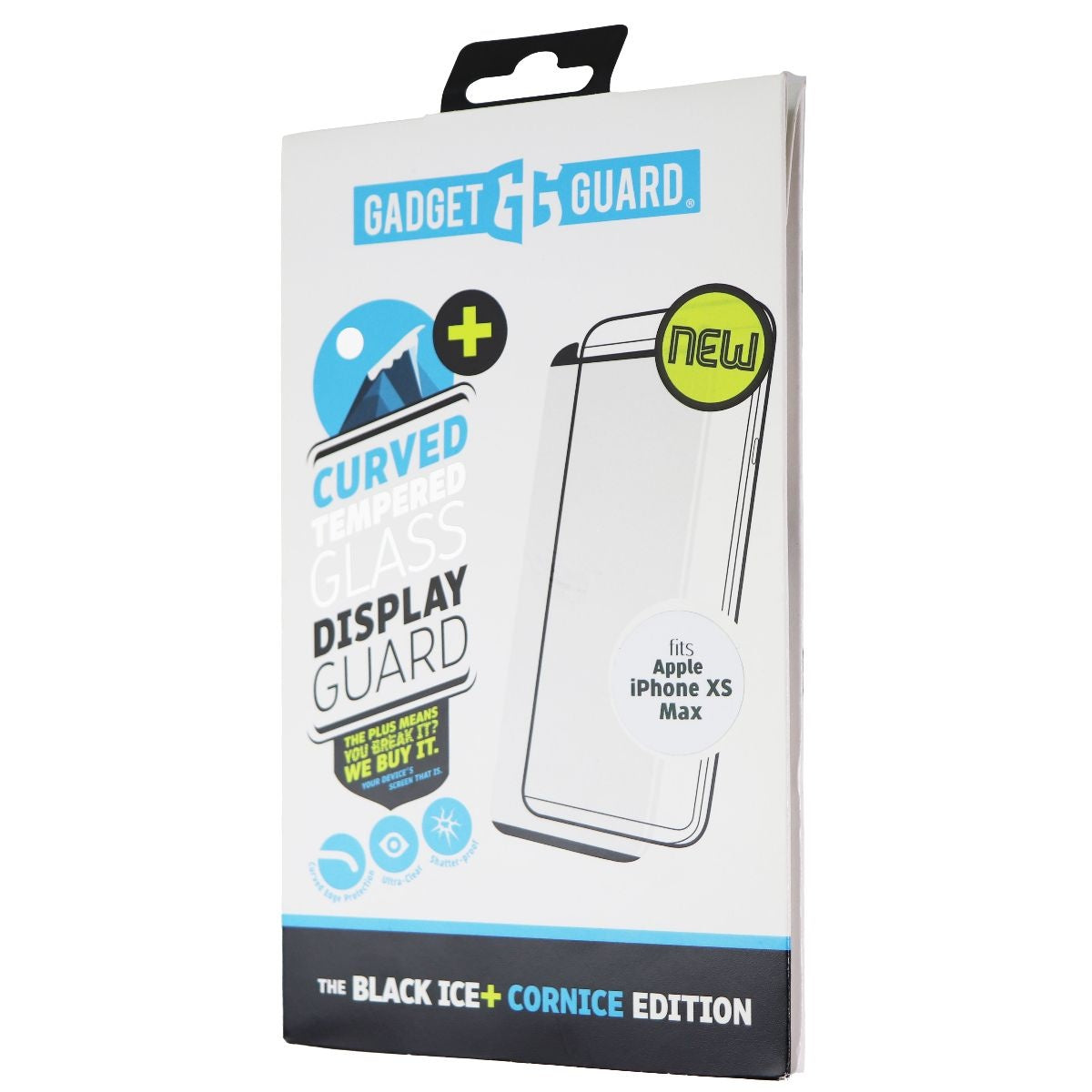 Gadget Guard (Black Ice+ Cornice) Tempered Glass for Apple iPhone Xs Max Cell Phone - Screen Protectors Gadget Guard - Simple Cell Bulk Wholesale Pricing - USA Seller