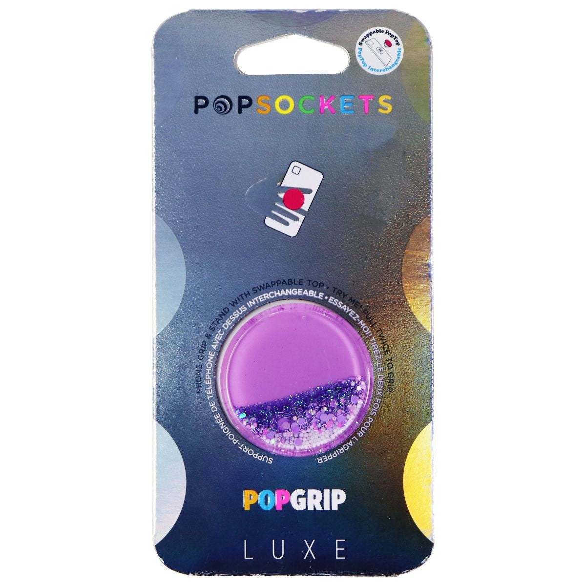PopSockets PopGrip Luxe with Swappable Top for Smartphones - Tidepool Lavender Cell Phone - Mounts & Holders PopSockets - Simple Cell Bulk Wholesale Pricing - USA Seller