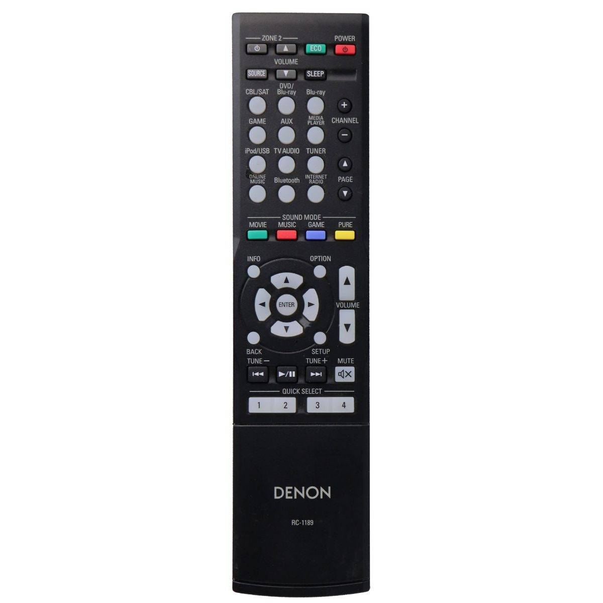 Denon Remote Control (RC-1189) for Select Denon AV Systems - Black TV, Video & Audio Accessories - Remote Controls Denon - Simple Cell Bulk Wholesale Pricing - USA Seller
