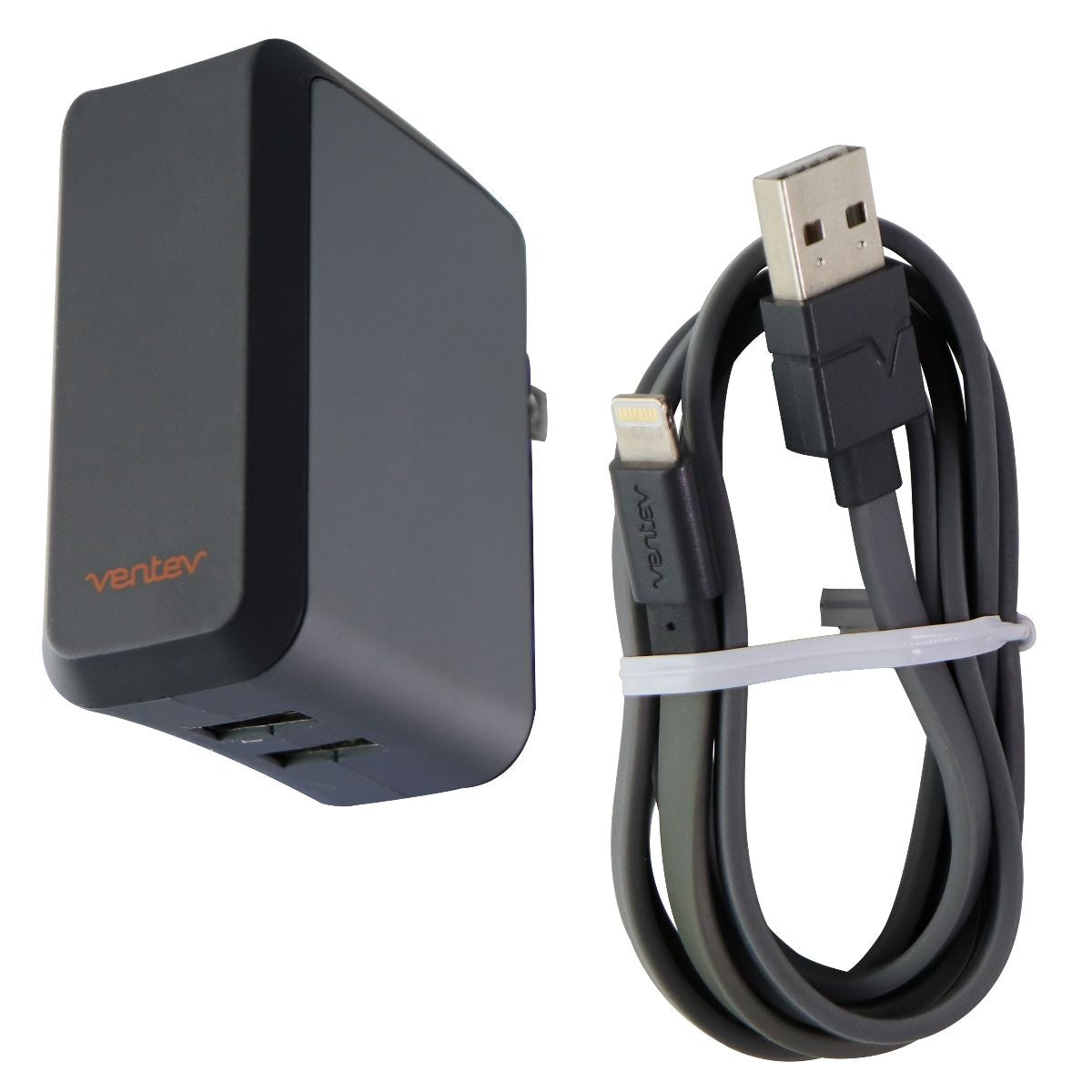 Ventev (504858) 12W 5V/2.4A 3.3Ft Wall Charger & Cable for Dual USB Devices-Gray Cell Phone - Chargers & Cradles Ventev - Simple Cell Bulk Wholesale Pricing - USA Seller