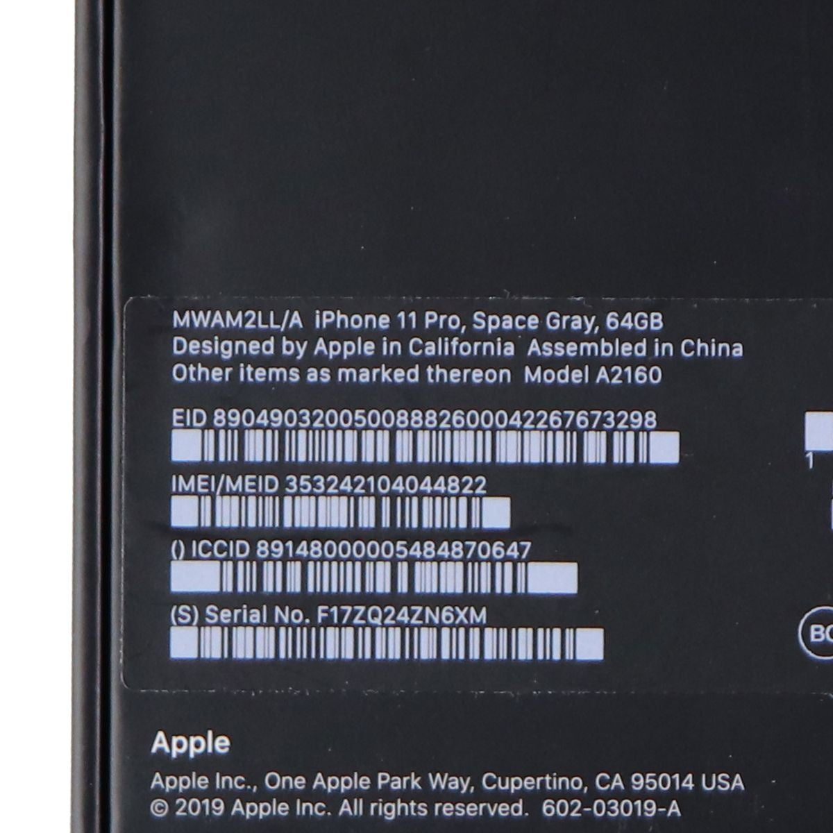 Apple iPhone 11 Pro RETAIL BOX - 64GB / Space Gray - NO DEVICE Cell Phone - Other Accessories Apple - Simple Cell Bulk Wholesale Pricing - USA Seller