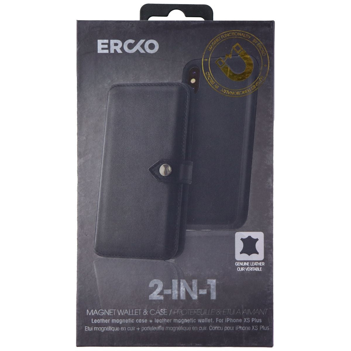 Ercko 2-in-1 Magnet Wallet Leather Case for Apple iPhone Xs Max - Black Cell Phone - Cases, Covers & Skins Ercko - Simple Cell Bulk Wholesale Pricing - USA Seller