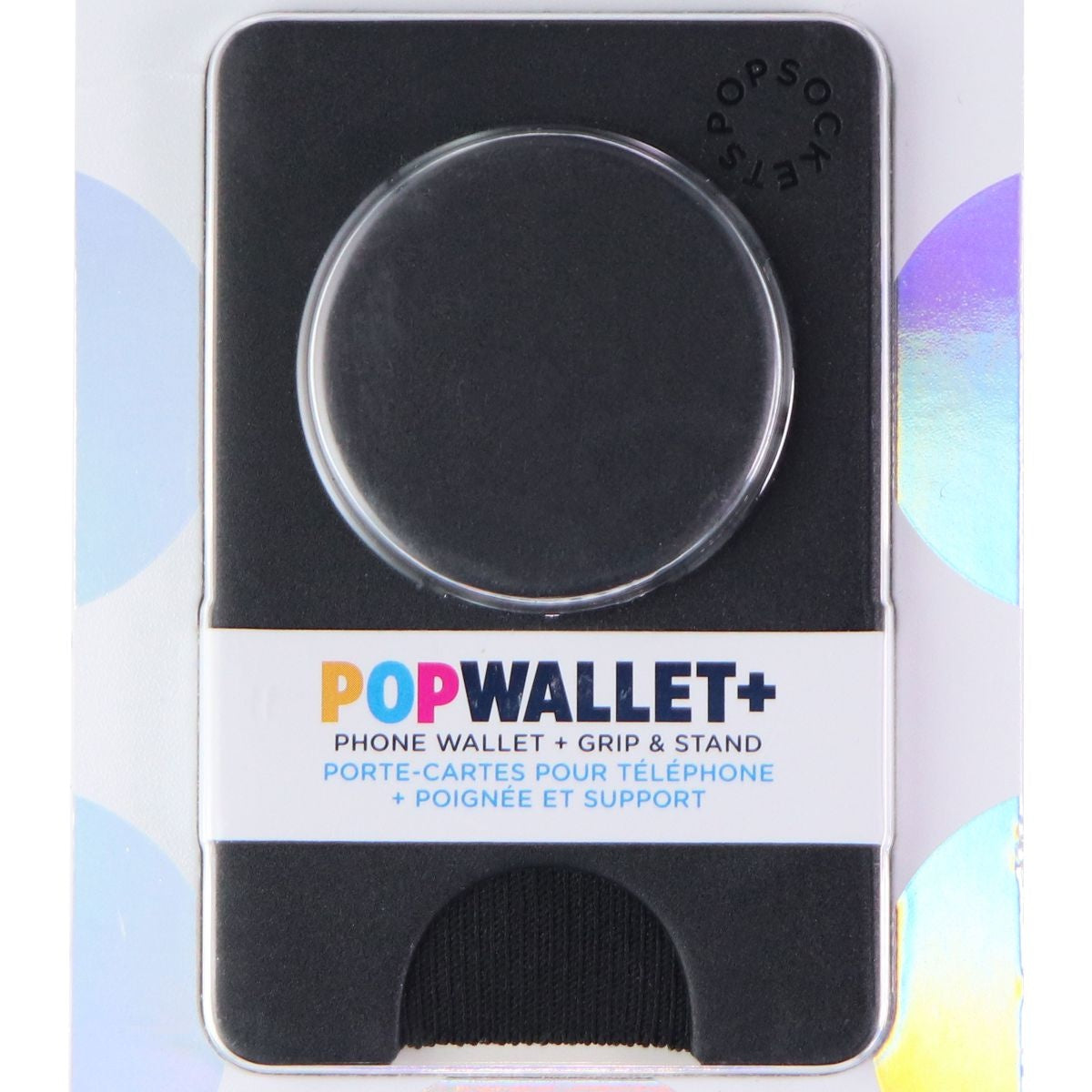 PopSockets PopWallet+ with Integrated Swappable PopTop - Black (PS-801937) Cell Phone - Mounts & Holders PopSockets - Simple Cell Bulk Wholesale Pricing - USA Seller