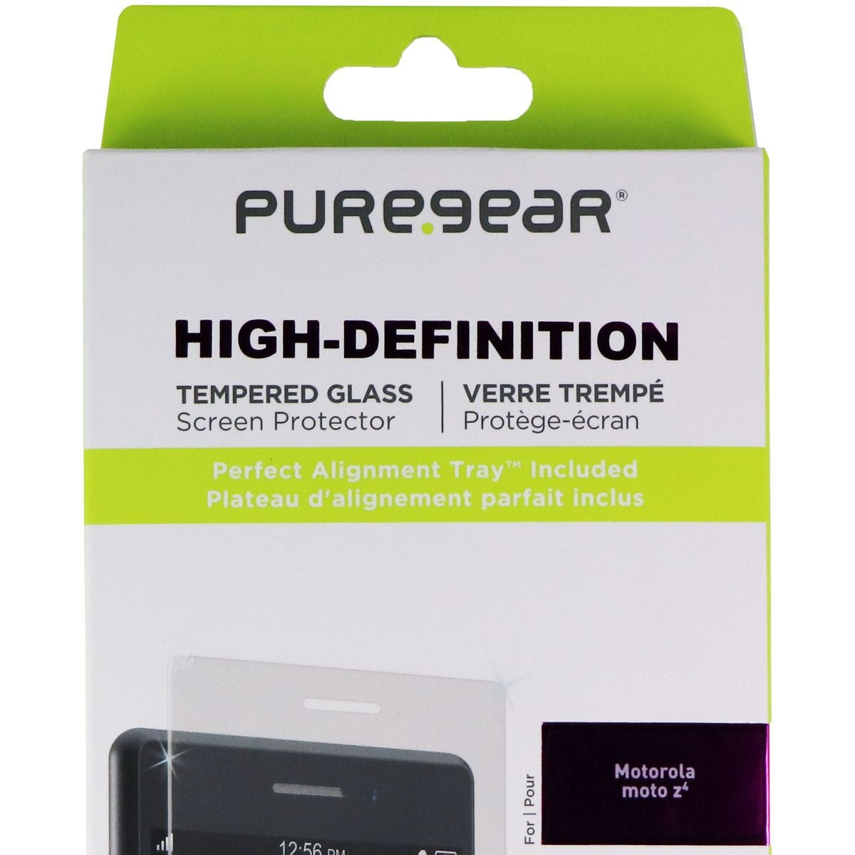 PureGear HD Tempered Glass with Alignment Tray for Motorola Moto Z4 - Clear Cell Phone - Screen Protectors PureGear - Simple Cell Bulk Wholesale Pricing - USA Seller
