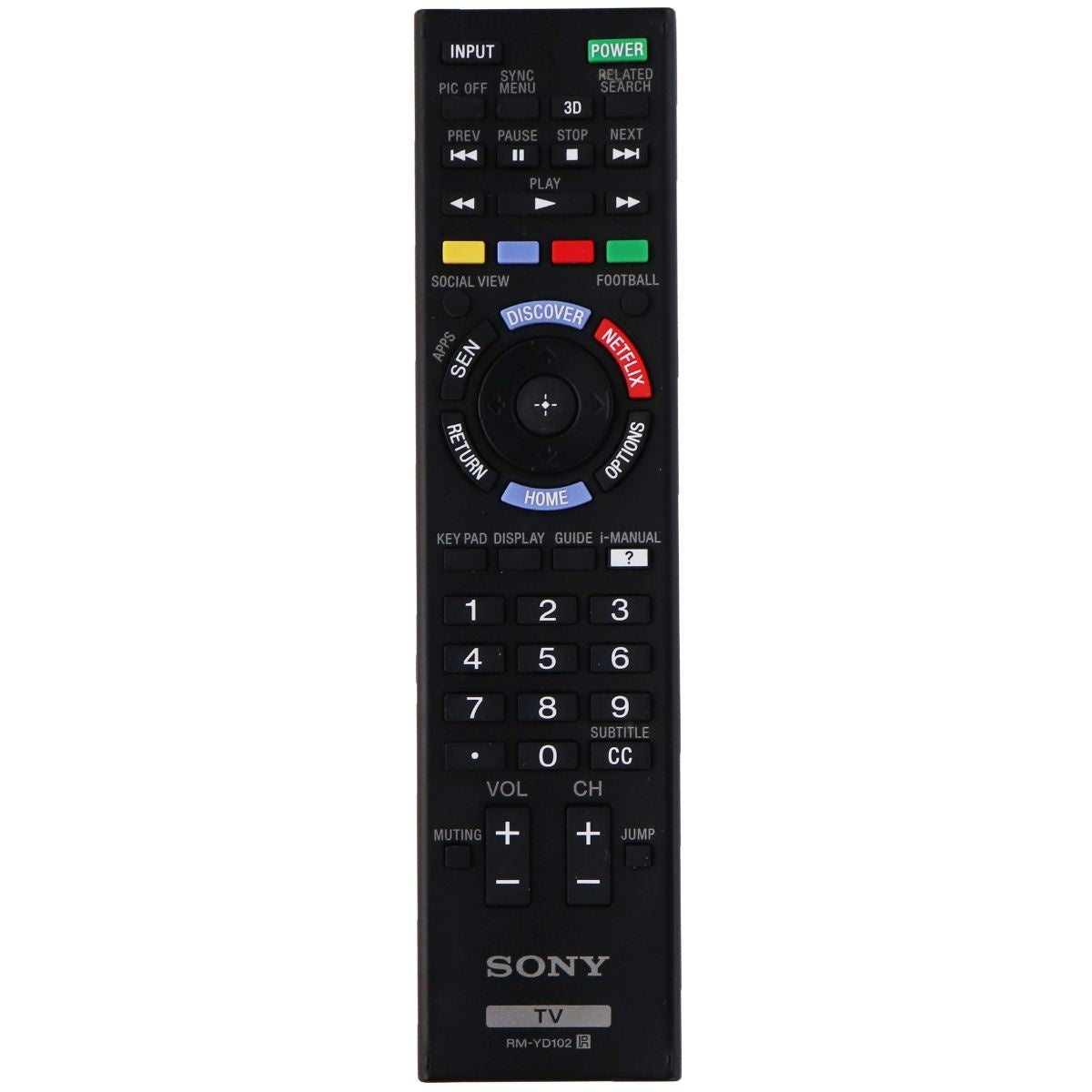 Sony Remote Control (RM-YD102) for Select Sony TVs - Black TV, Video & Audio Accessories - Remote Controls Sony - Simple Cell Bulk Wholesale Pricing - USA Seller