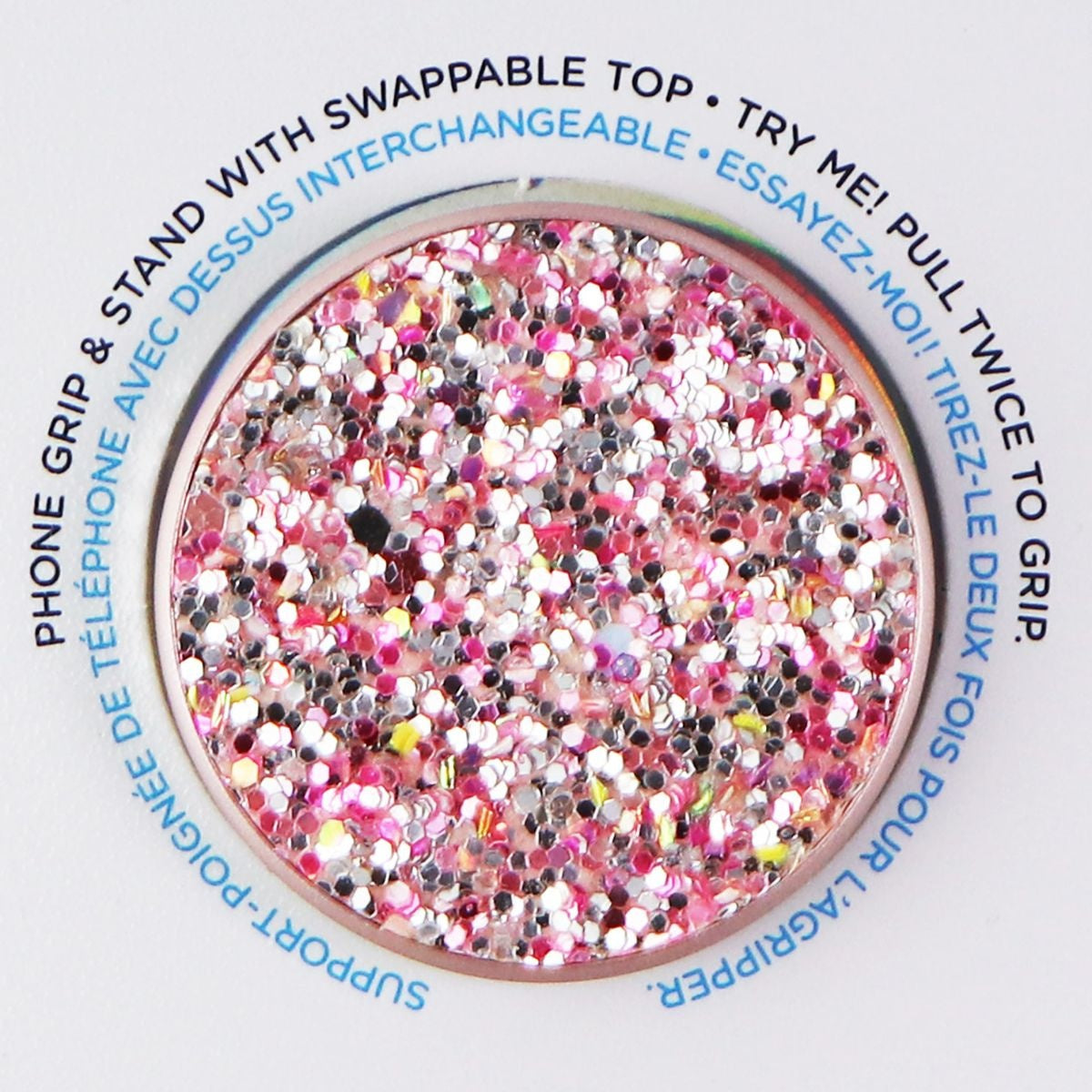 PopSockets PopGrip with Swappable Top for Phones/Tablets - Sparkle Rosebud Pink Cell Phone - Mounts & Holders PopSockets - Simple Cell Bulk Wholesale Pricing - USA Seller