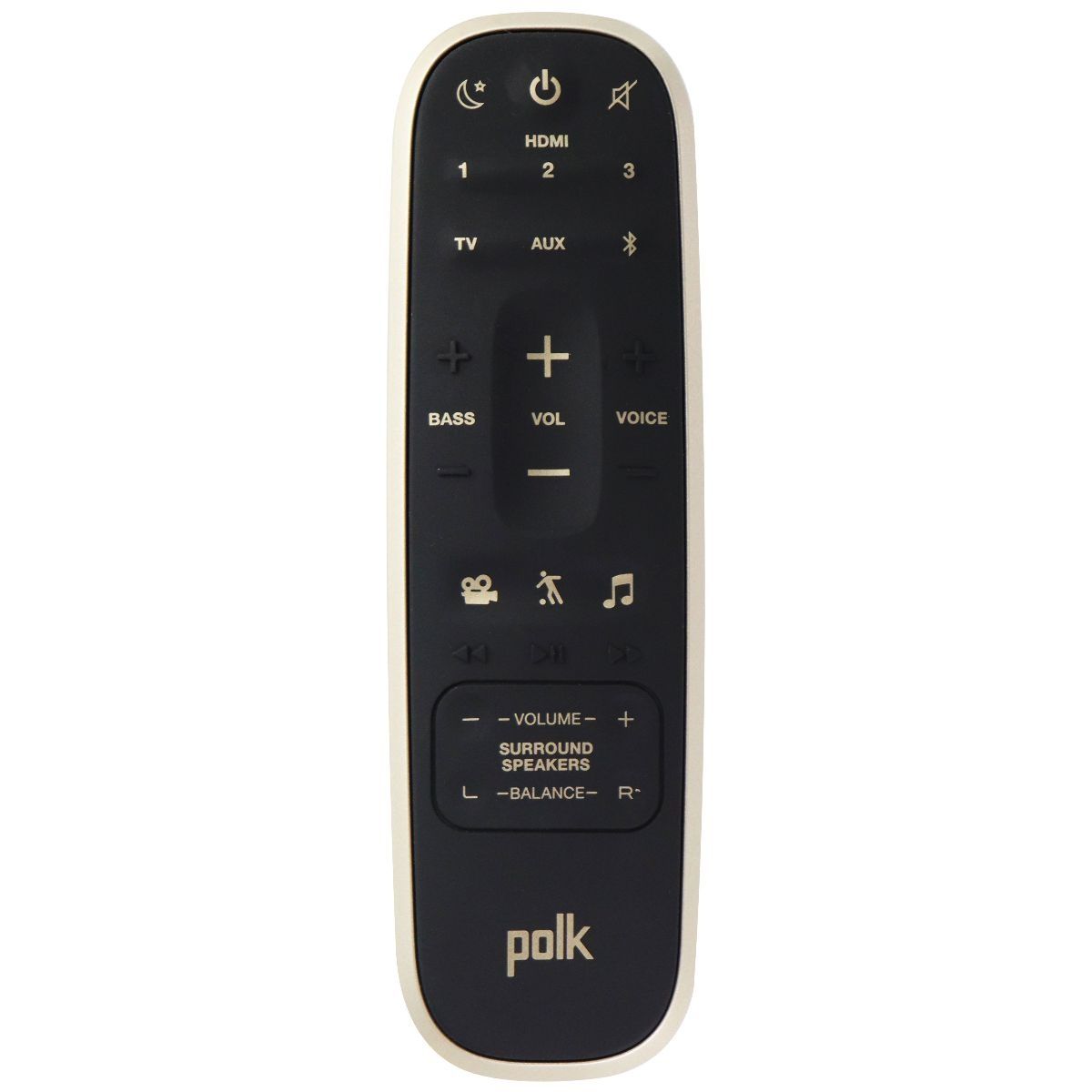 Polk OEM Surround Sound Audio System Remote Control - Black/Gold TV, Video & Audio Accessories - Remote Controls Polk Audio - Simple Cell Bulk Wholesale Pricing - USA Seller