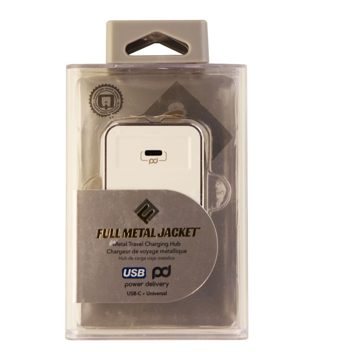 Qmadix Full Metal Jacket USB-C Travel Charging Hub w/ Folding Prongs - White Cell Phone - Chargers & Cradles Qmadix - Simple Cell Bulk Wholesale Pricing - USA Seller