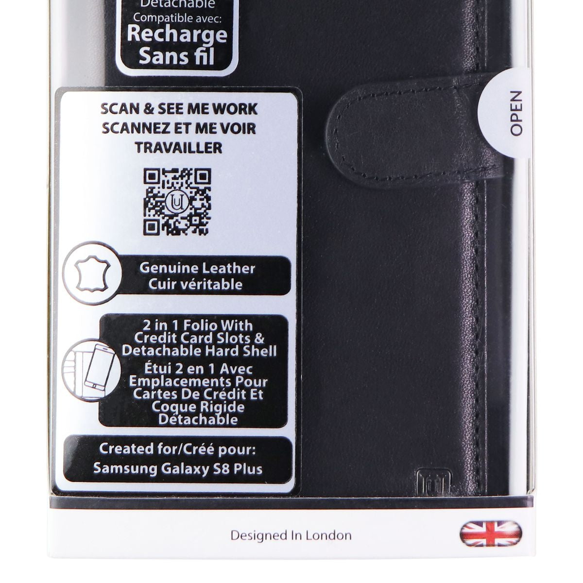 Unique London Genuine Leather 2 in 1 Folio for Samsung Galaxy (S8+) - Black Cell Phone - Cases, Covers & Skins Uunique London - Simple Cell Bulk Wholesale Pricing - USA Seller