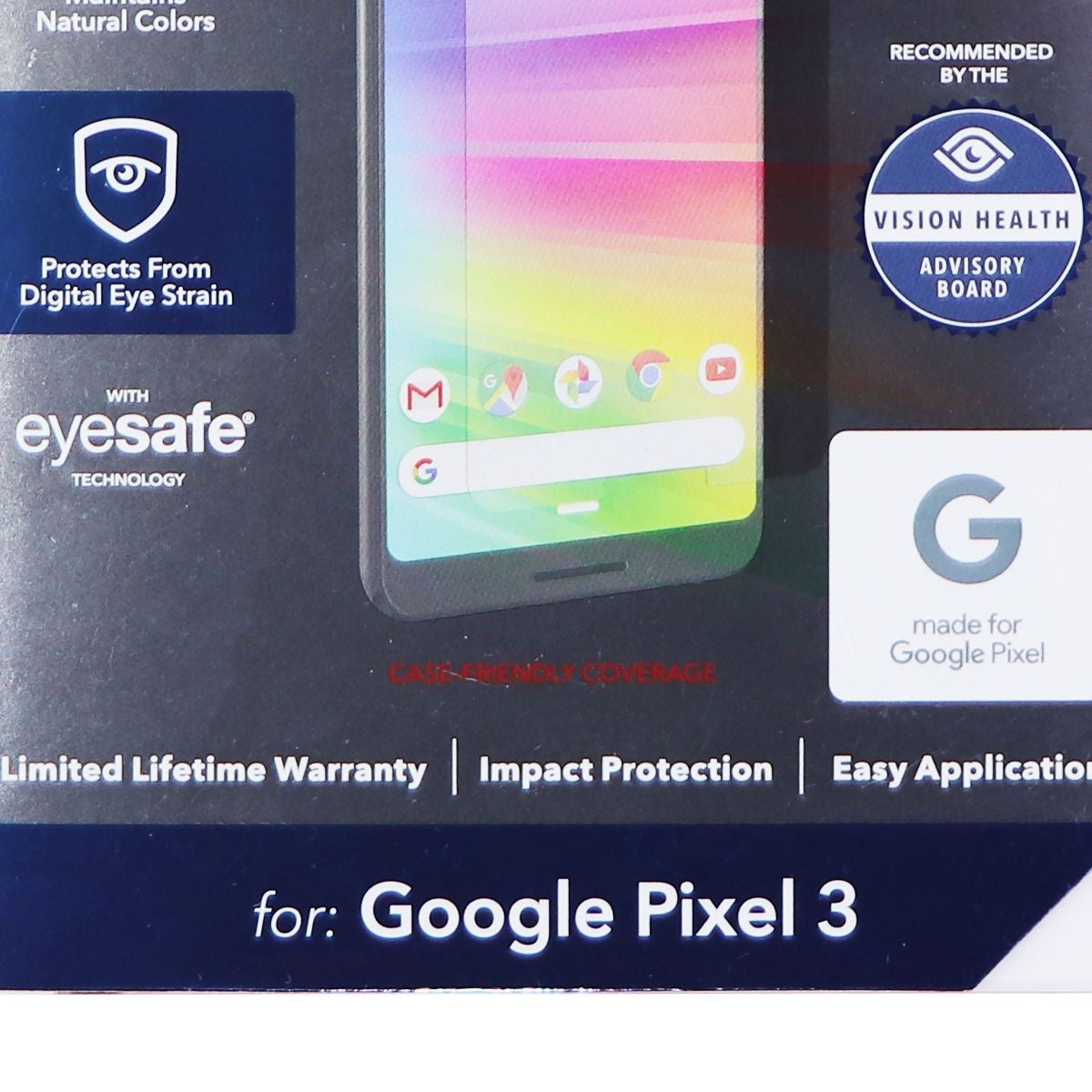 ZAGG InvisibleShield Tempered Glass+ VisionGuard for Google Pixel 3 - Clear