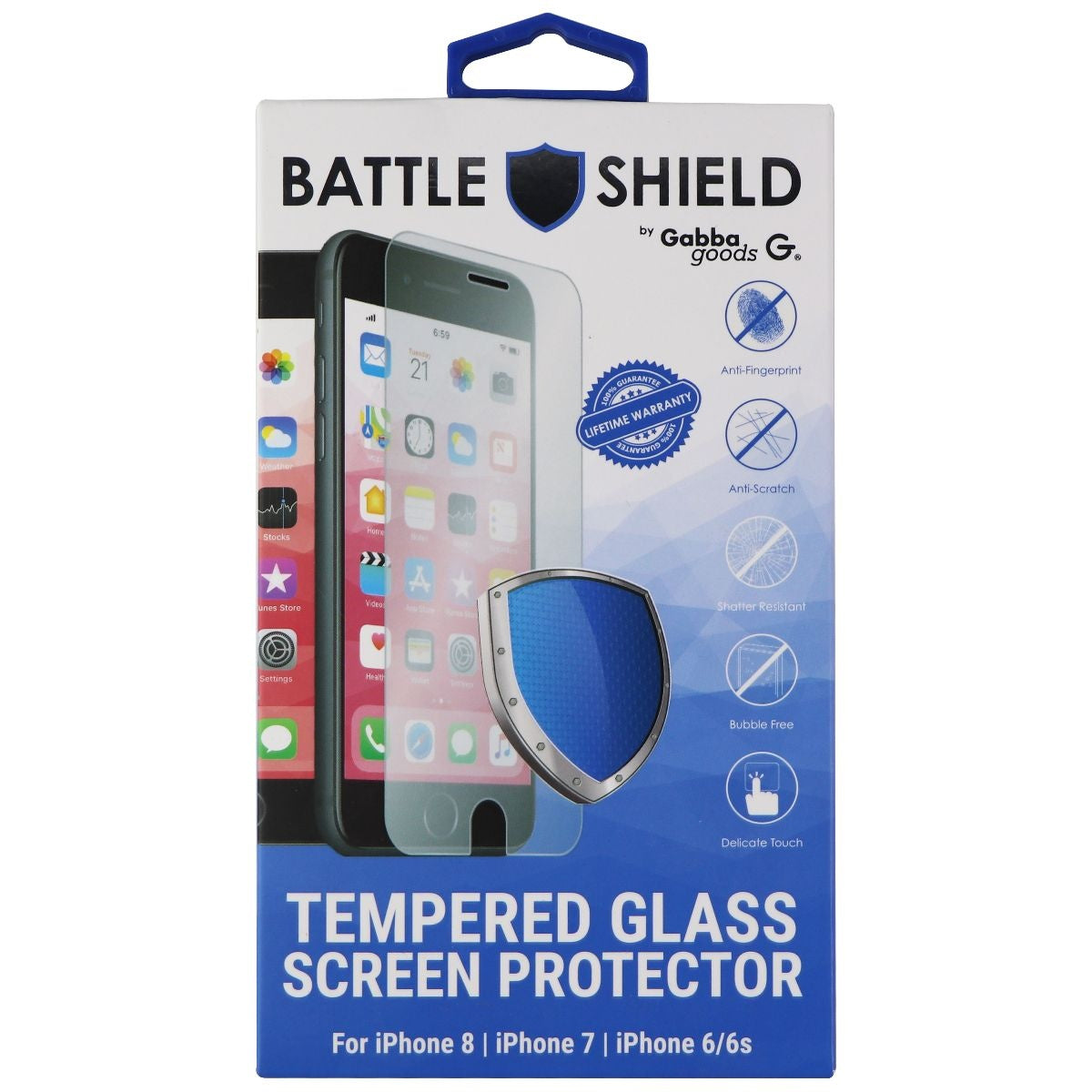 GabbaGoods Battle Shield Screen Protector for Apple iPhone 8/7/6s/6 - Clear Cell Phone - Screen Protectors GabbaGoods - Simple Cell Bulk Wholesale Pricing - USA Seller