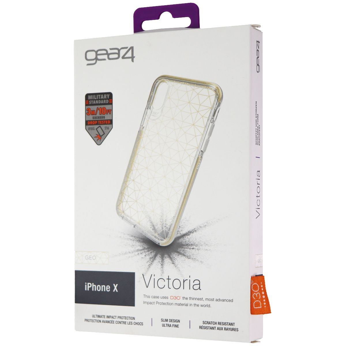 The ZAGG Victoria Case for Apple iPhone Xs & X - Geometric Gold / Clear Cell Phone - Cases, Covers & Skins Zagg - Simple Cell Bulk Wholesale Pricing - USA Seller