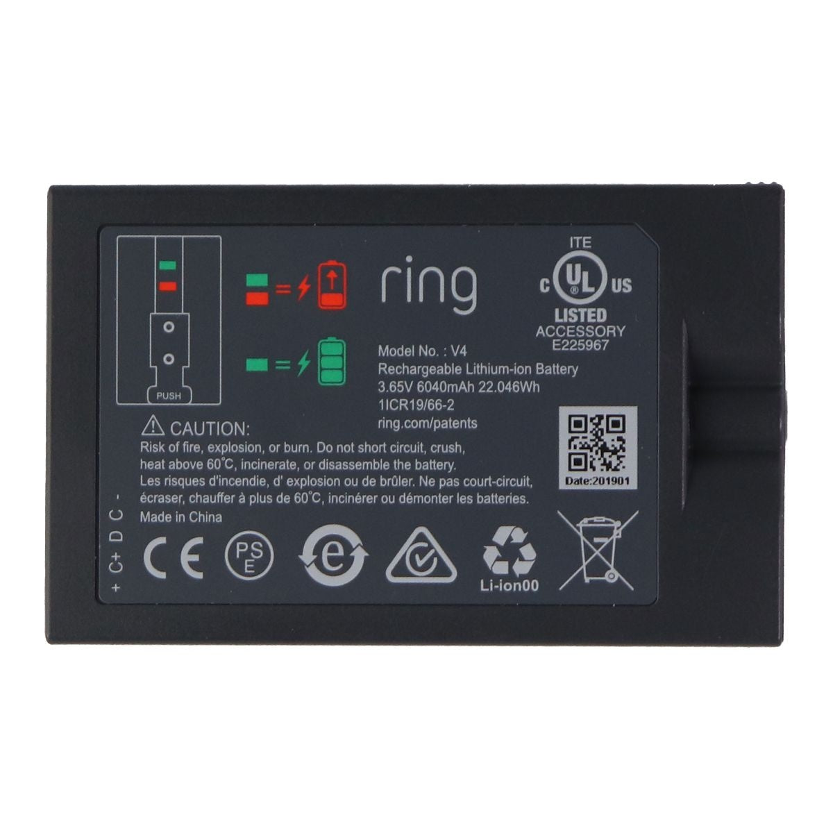 Ring (V4) Rechargeable 6040mAh Battery Pack - Gray Home Surveillance - Security Cameras Ring - Simple Cell Bulk Wholesale Pricing - USA Seller
