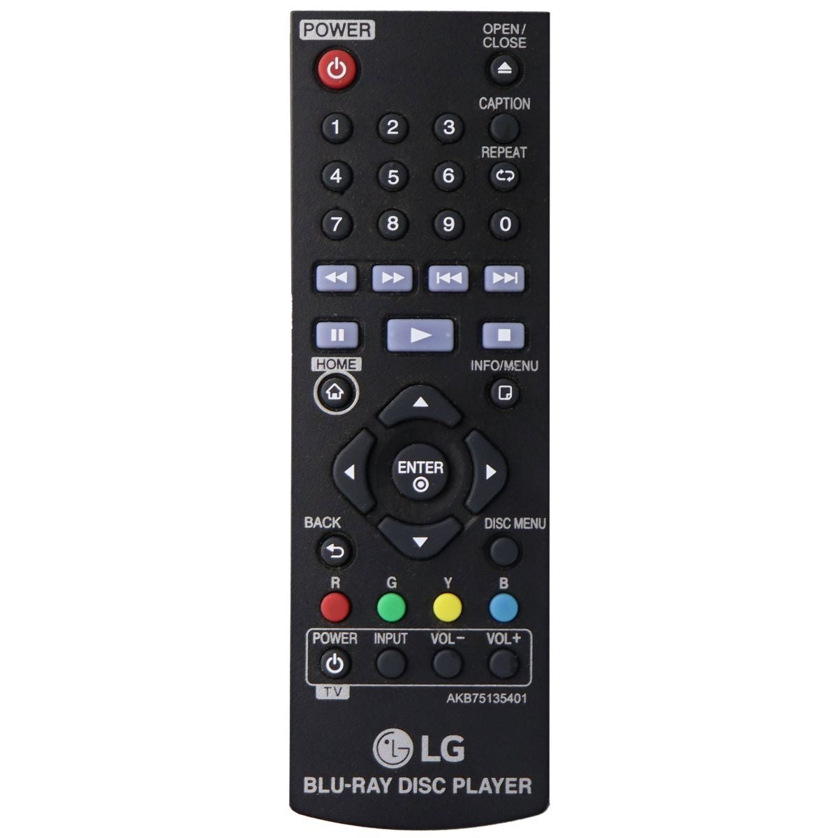 LG Remote Control (AKB75135401) for select LG Blu-Ray Players - Black TV, Video & Audio Accessories - Remote Controls LG - Simple Cell Bulk Wholesale Pricing - USA Seller