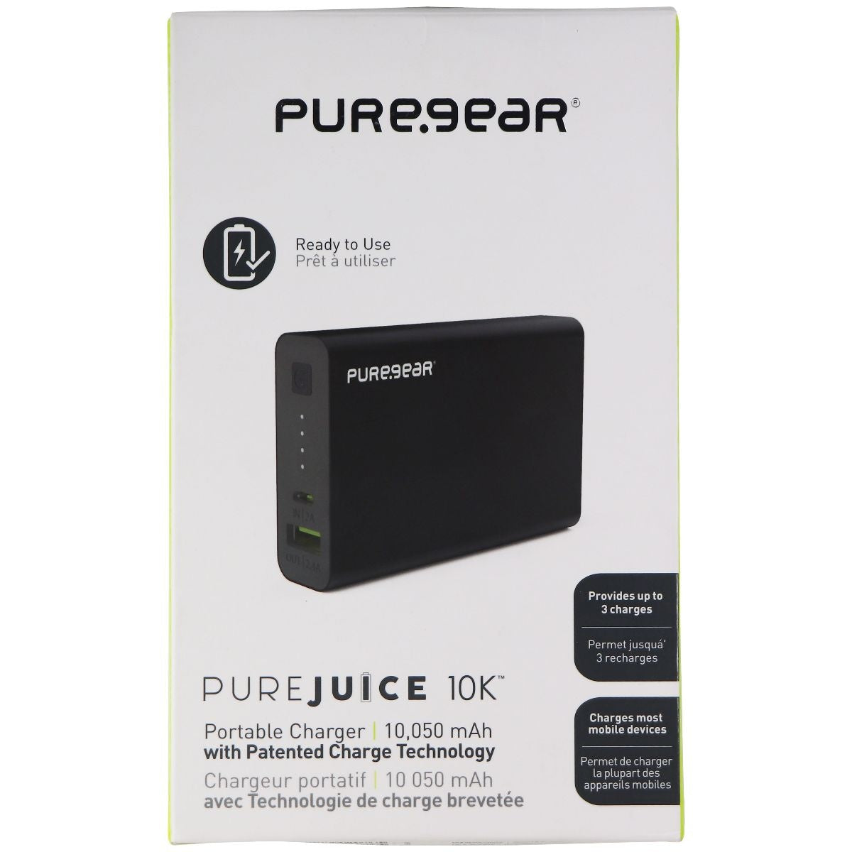 PureGear PureJuice 10,050mAh (2.4A) USB Charger with Micro-USB - Black Cell Phone - Chargers & Cradles PureGear - Simple Cell Bulk Wholesale Pricing - USA Seller