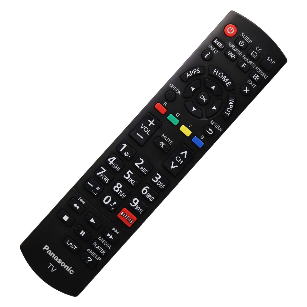 Panasonic Remote (N2QAYB000926) w/ Netflix Key for Select Panasonic TVs - Black TV, Video & Audio Accessories - Remote Controls Panasonic - Simple Cell Bulk Wholesale Pricing - USA Seller