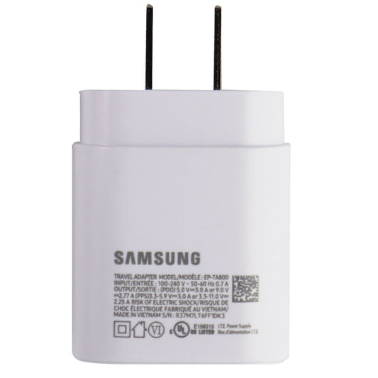 Samsung USB-C (Type C) Super Fast Wall Charger Travel Adapter - White (EP-TA800) Cell Phone - Chargers & Cradles Samsung - Simple Cell Bulk Wholesale Pricing - USA Seller