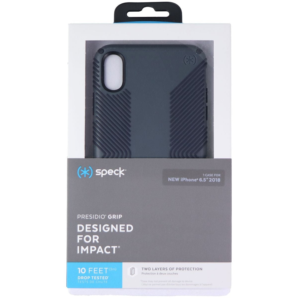 Speck Presidio Grip Case for iPhone XS Max - Graphite Grey / Charcoal Grey Cell Phone - Cases, Covers & Skins Speck - Simple Cell Bulk Wholesale Pricing - USA Seller