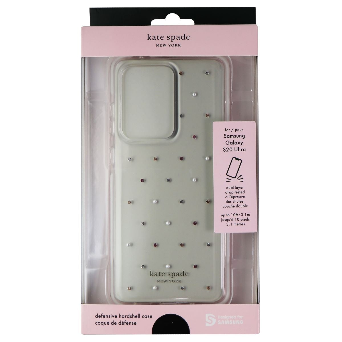 Kate Spade Defensive Hardshell Case for Galaxy S20 Ultra (Pin Dot Gems/Clear) Cell Phone - Cases, Covers & Skins Kate Spade - Simple Cell Bulk Wholesale Pricing - USA Seller