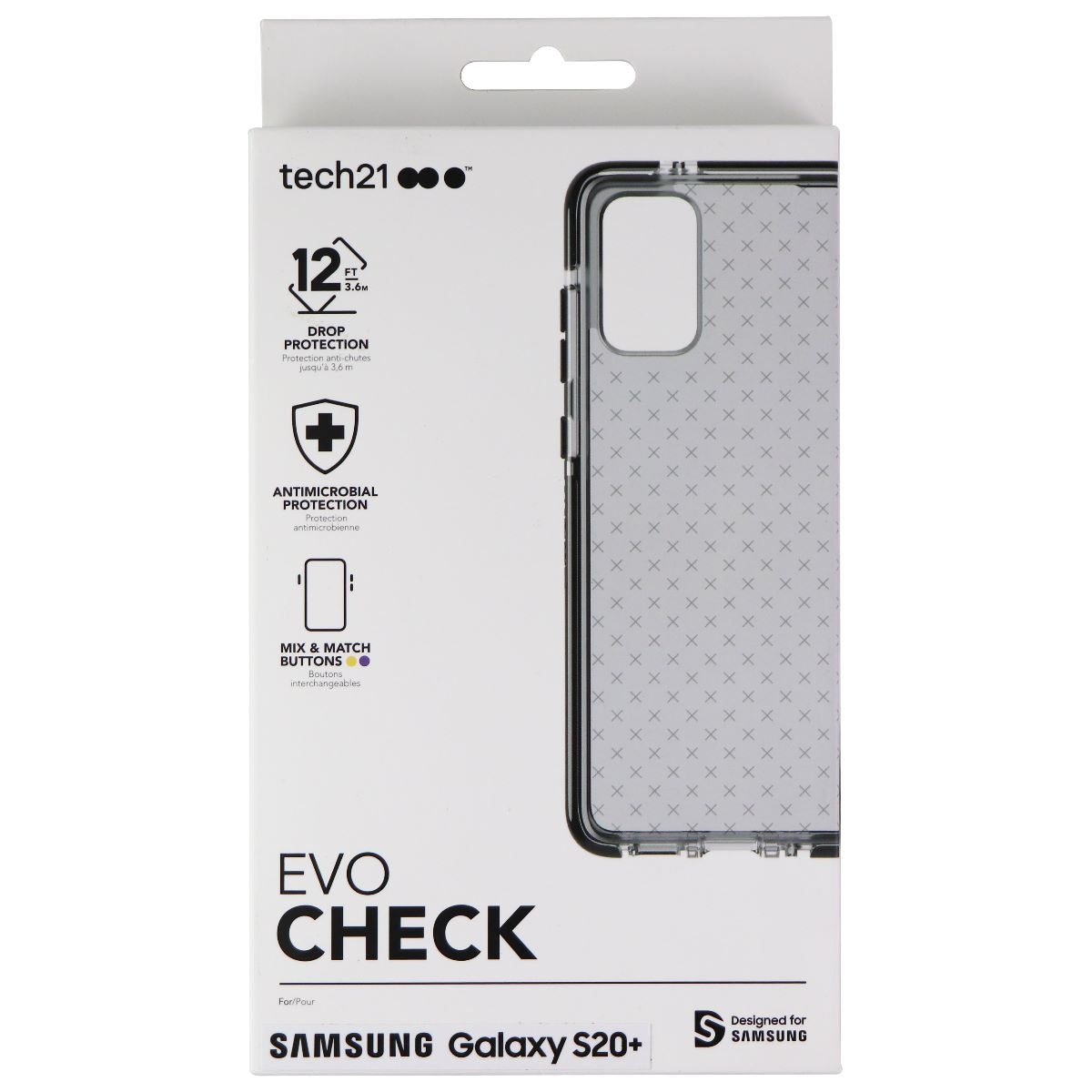 Tech21 Evo Check Series Gel Case for Samsung Galaxy S20+ (Plus) 5G- Smokey Black Cell Phone - Cases, Covers & Skins Tech21 - Simple Cell Bulk Wholesale Pricing - USA Seller