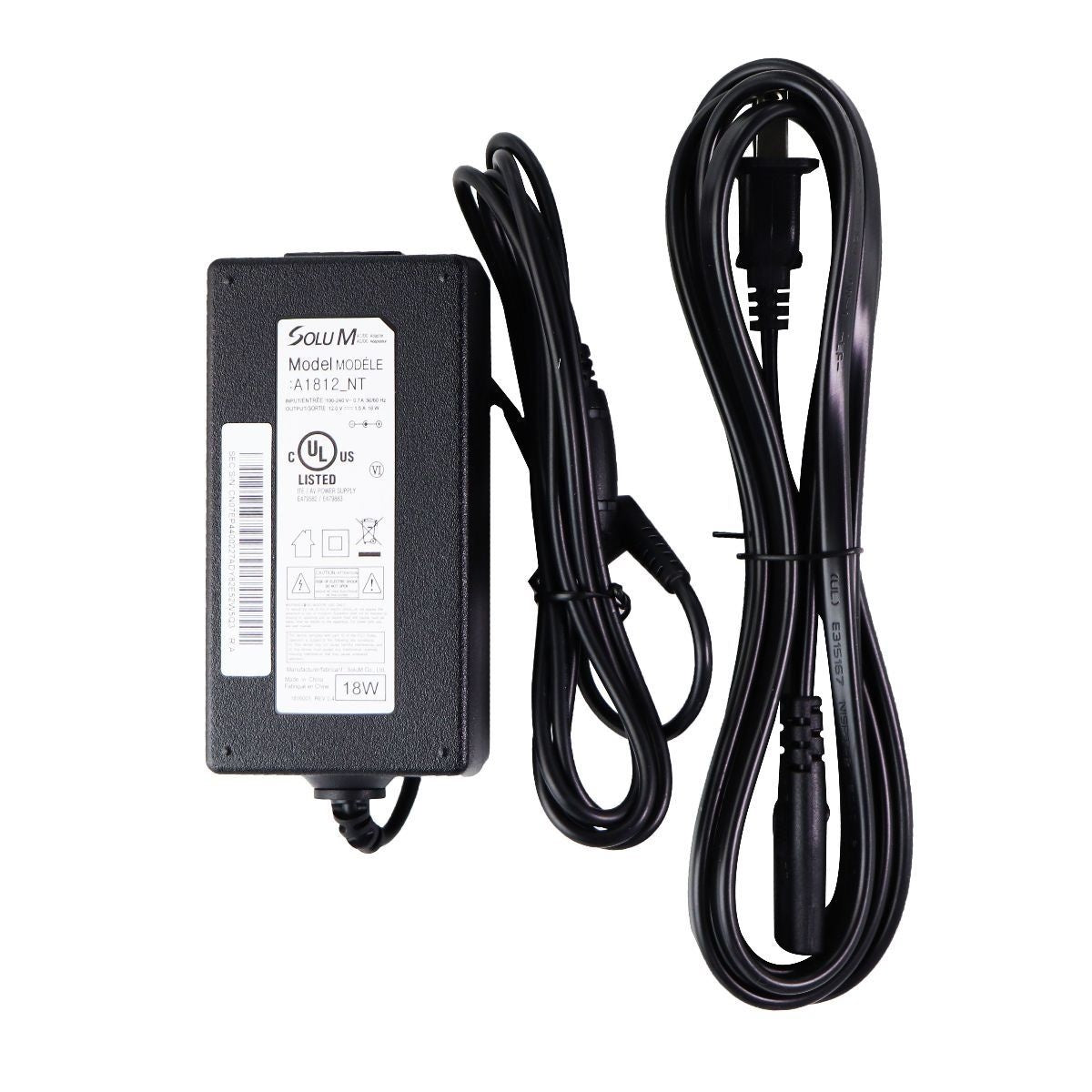 Solu M AC/DC 18W Power Adapter (A1812_NT) for Laptops and Tablets - Black Computer Accessories - Laptop Power Adapters/Chargers SoluM - Simple Cell Bulk Wholesale Pricing - USA Seller