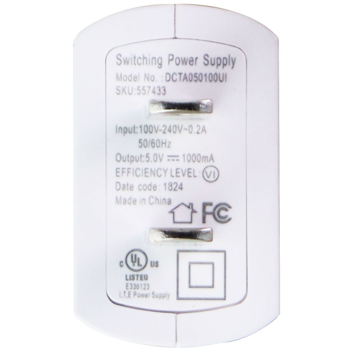 (5V/1A) Switching Power Supply USB Wall Charger/Adapter - White (DCTA050100UI) Cell Phone - Chargers & Cradles Unbranded - Simple Cell Bulk Wholesale Pricing - USA Seller
