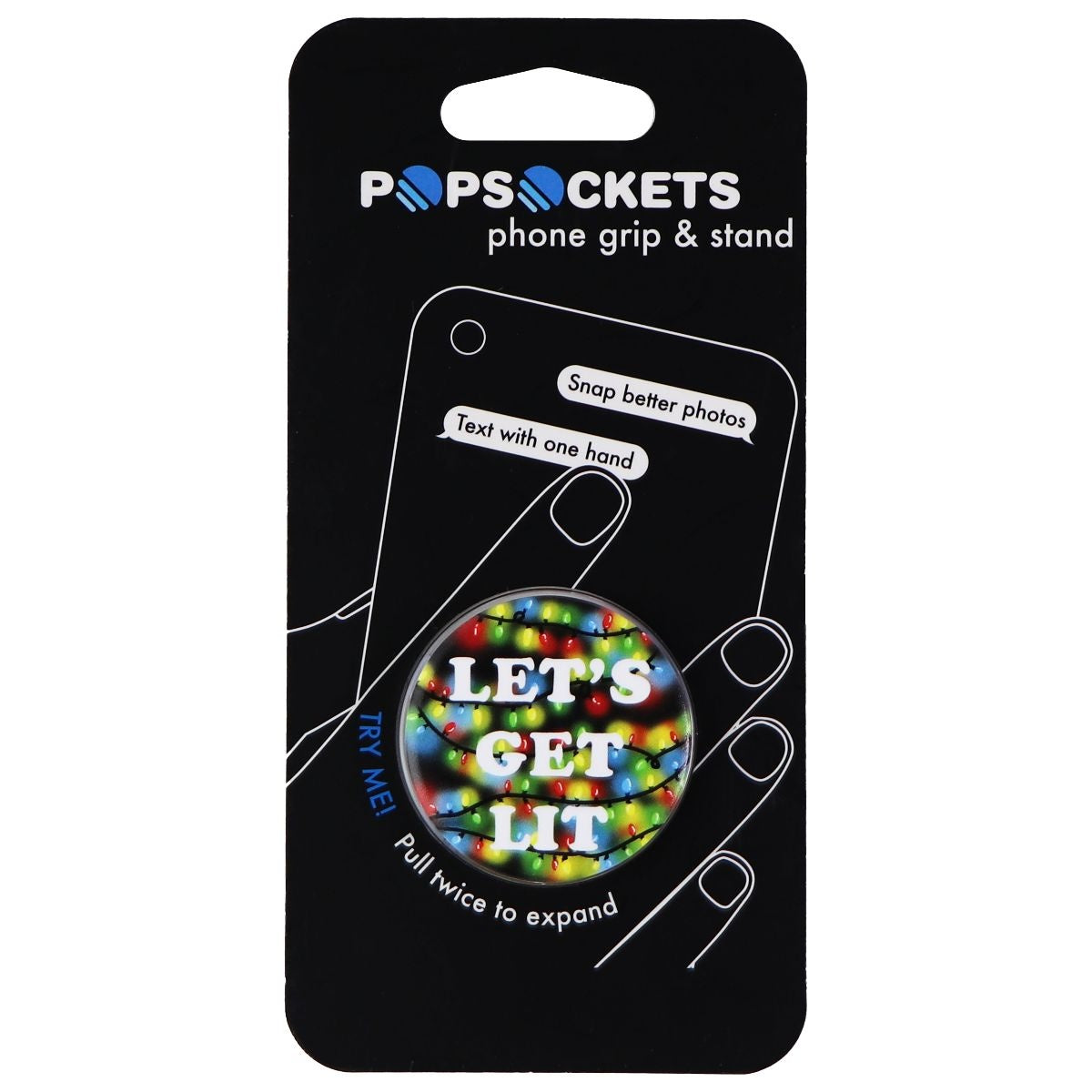 PopSockets Collapsible Grip & Stand for Phones/Tablets - Lets Get Lit / Holiday Cell Phone - Mounts & Holders PopSockets - Simple Cell Bulk Wholesale Pricing - USA Seller